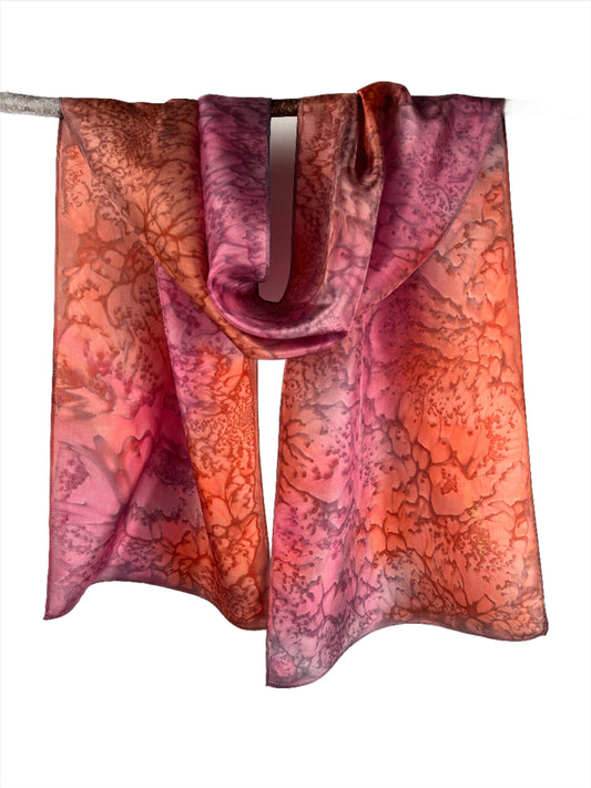 "Sunset Mermaid" - Hand-dyed Silk Scarf - $115