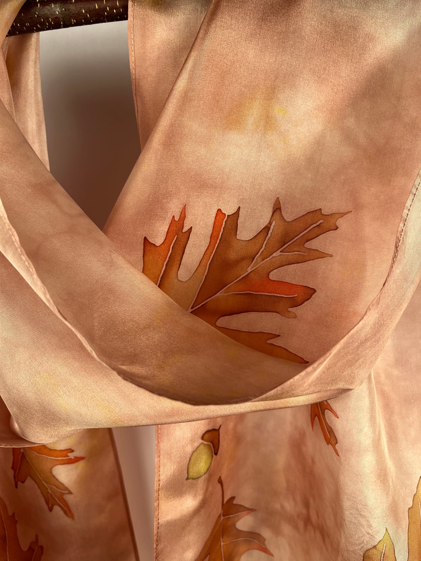 "Mighty Oak" - Hand Dyed Silk Scarf -$135