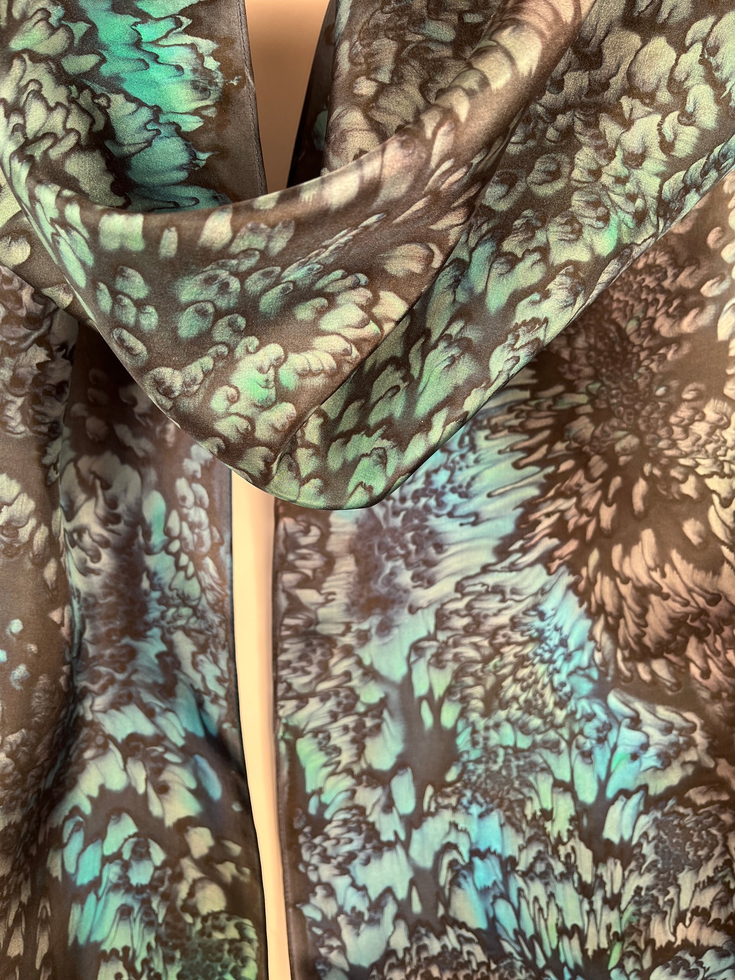 "Evening Aurora Mermaid" - Hand-dyed Silk Scarf - $115