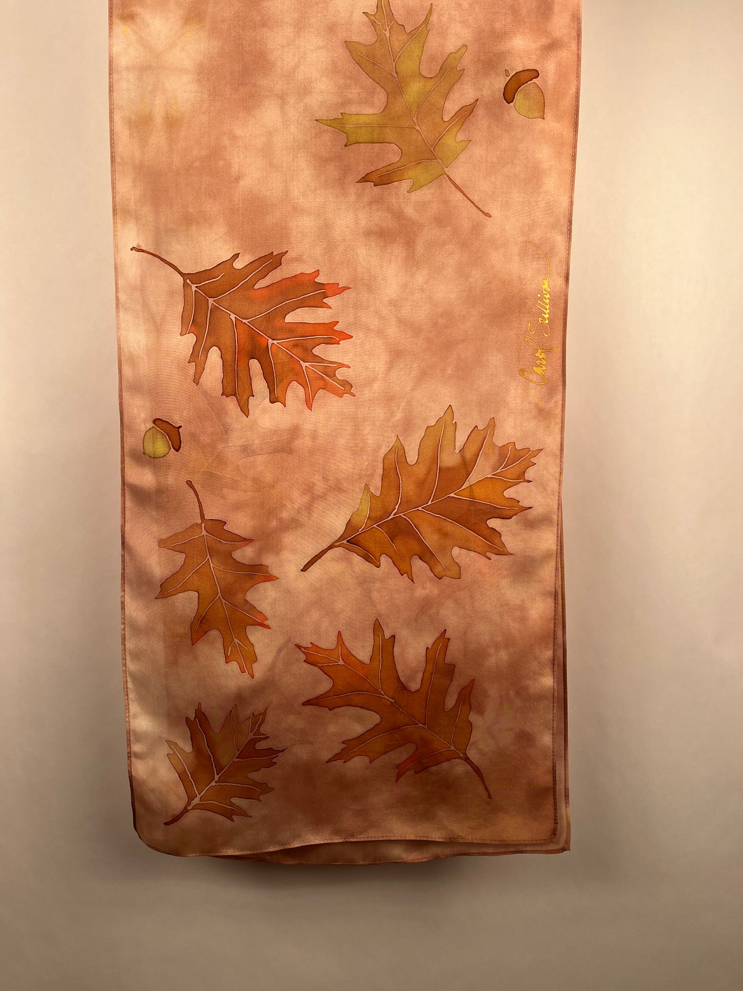 "Mighty Oak" - Hand Dyed Silk Scarf -$135