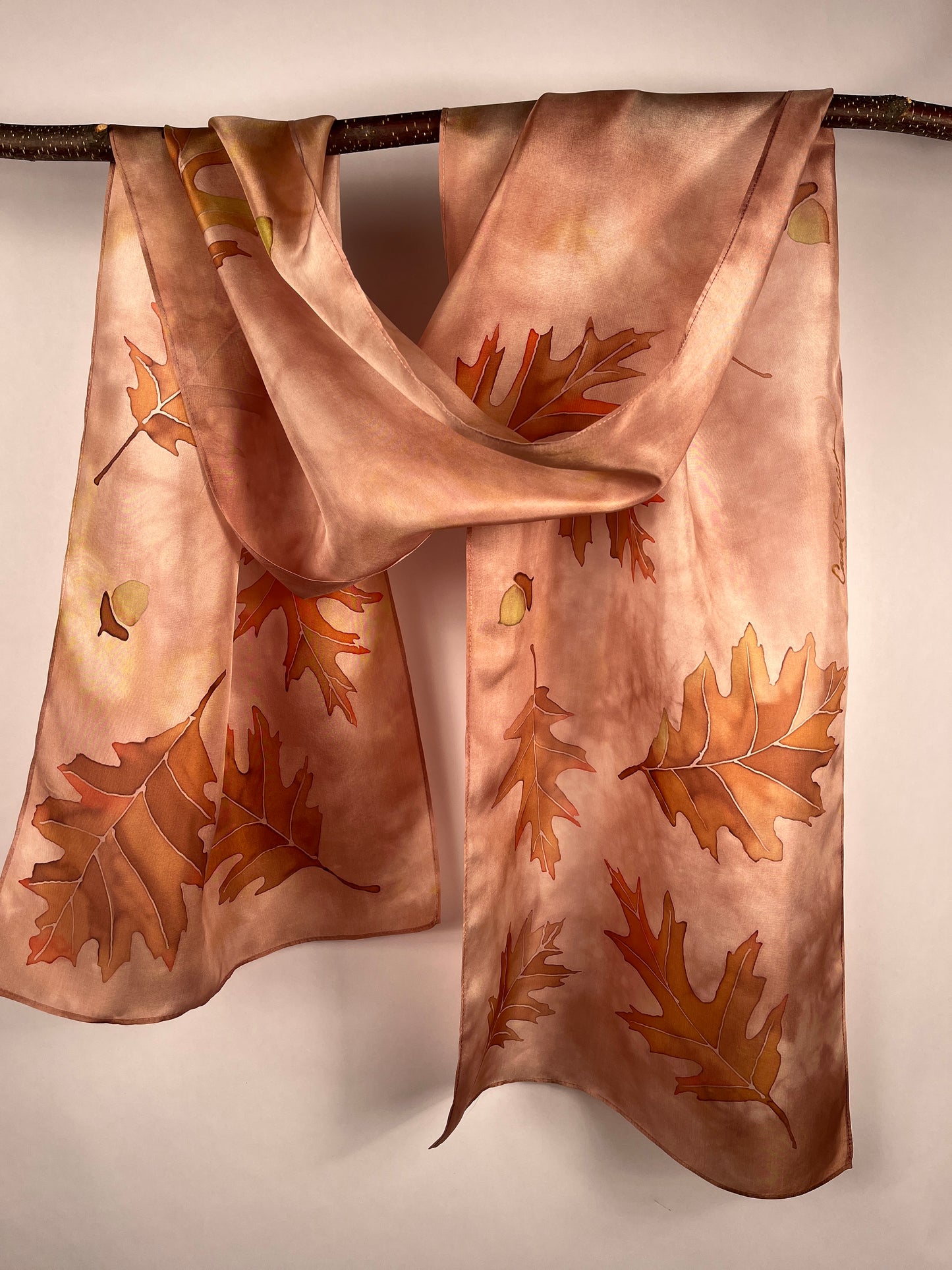 "Mighty Oak" - Hand Dyed Silk Scarf -$135