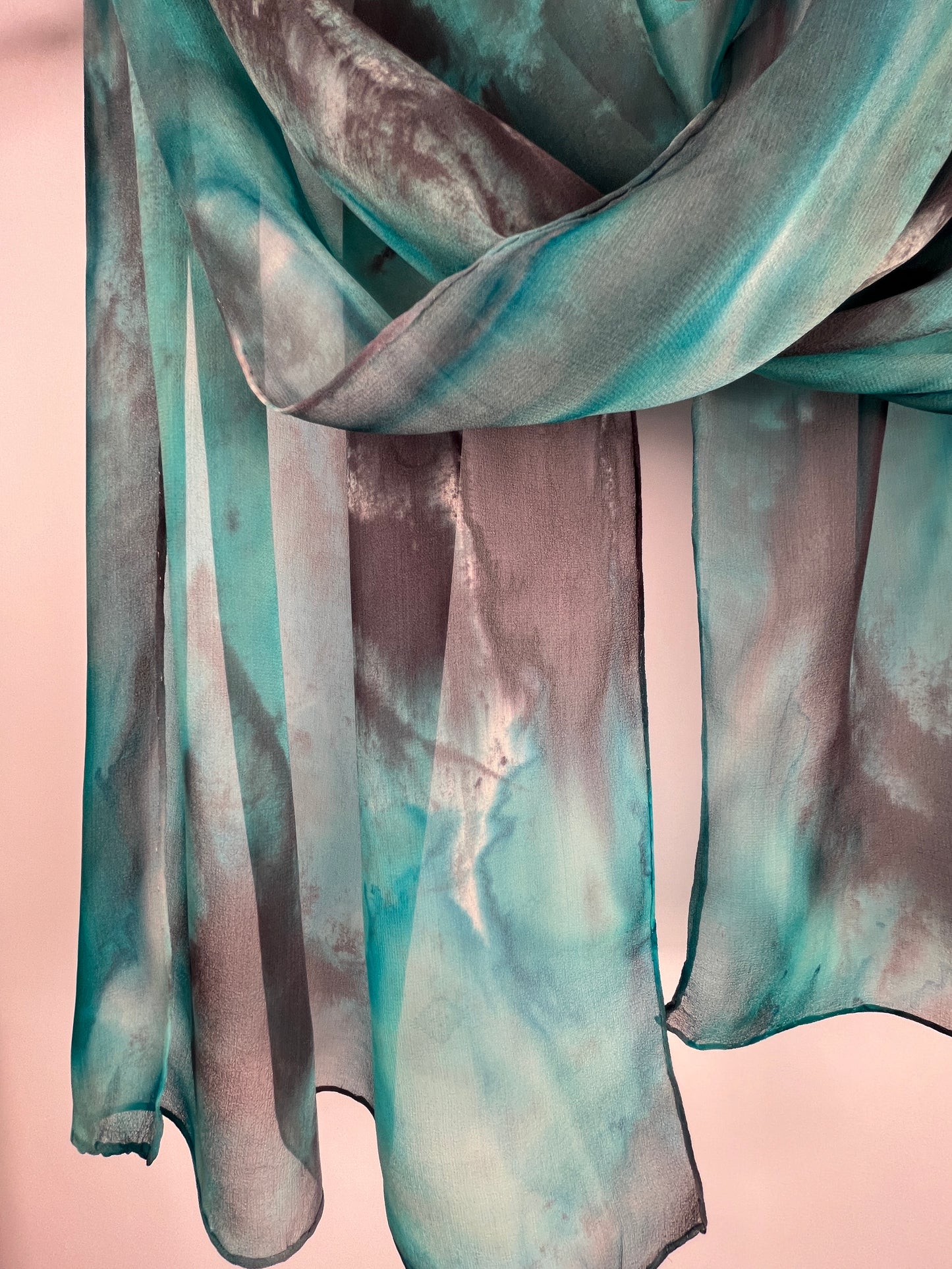 “Turquoise Quarry" - Hand-dyed Silk Scarf - $95