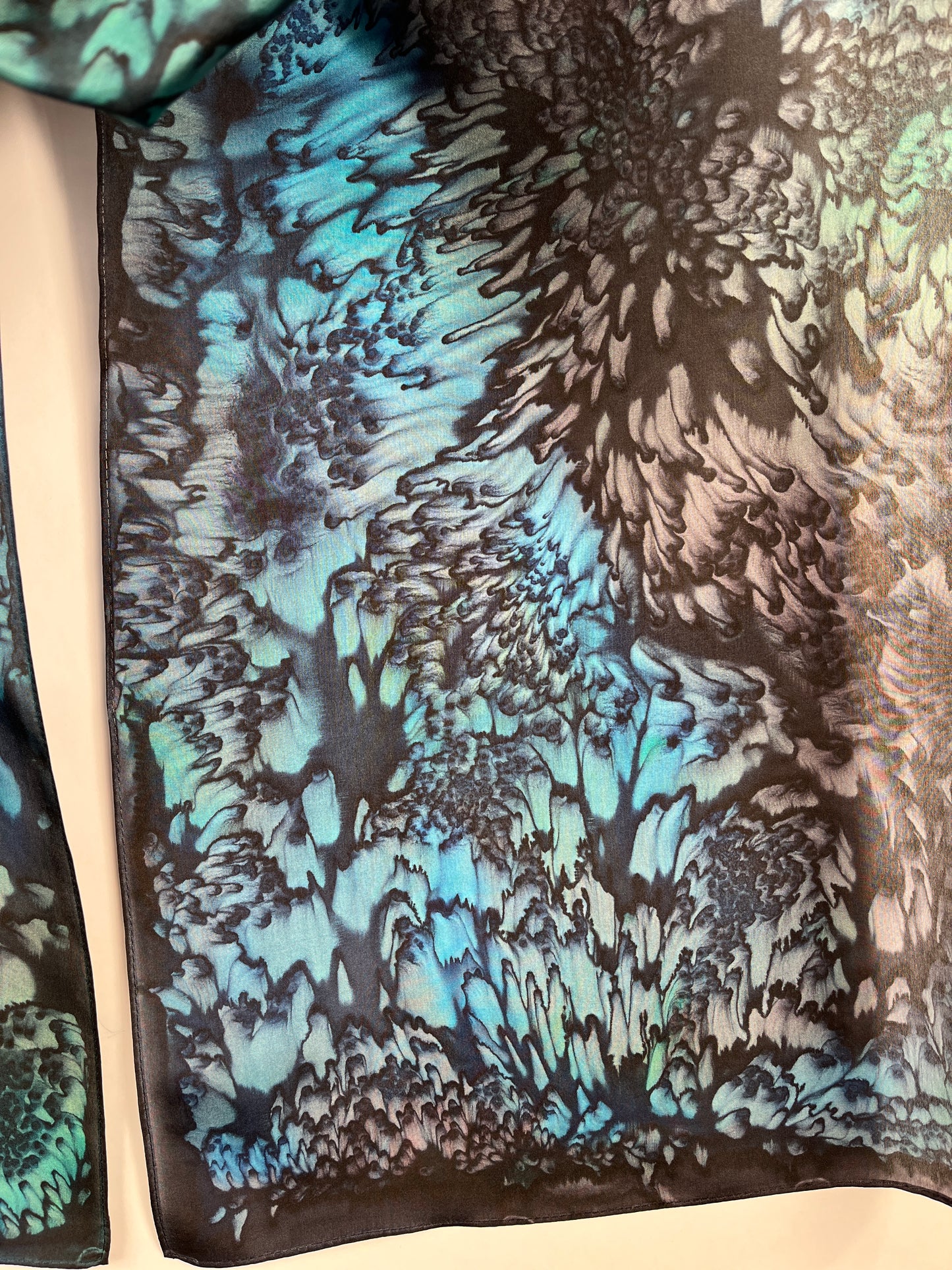 "Evening Aurora Mermaid" - Hand-dyed Silk Scarf - $115