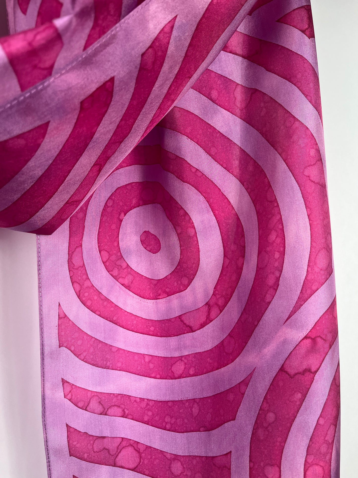 “Magenta Ripple Effect”- Hand-dyed Silk Scarf - $130