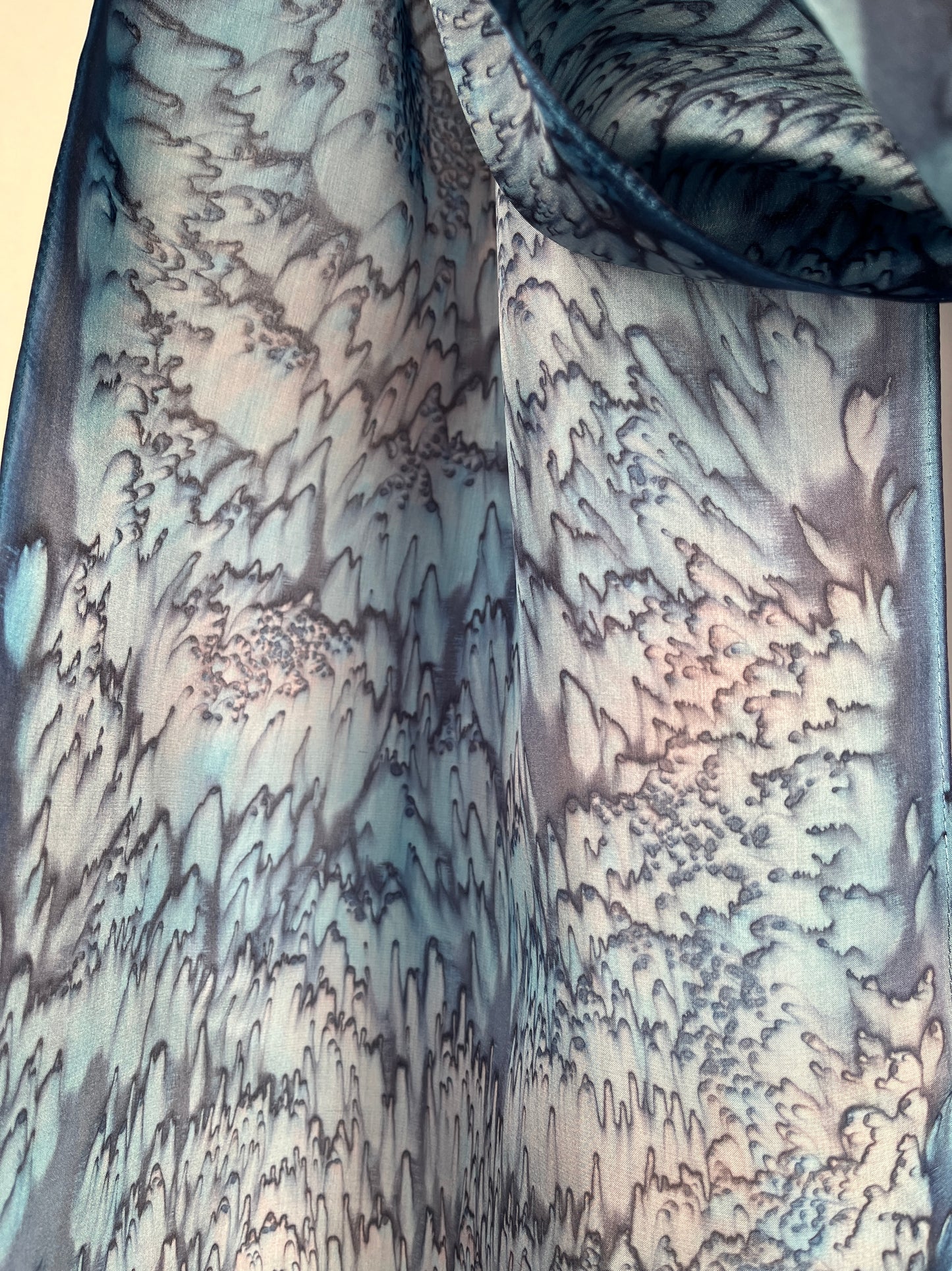 "Deep Sea Navy Mermaid" - Hand-dyed Silk Scarf - $115