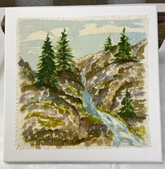 "A River Runs Through It" - Painting on Raw Silk - $135