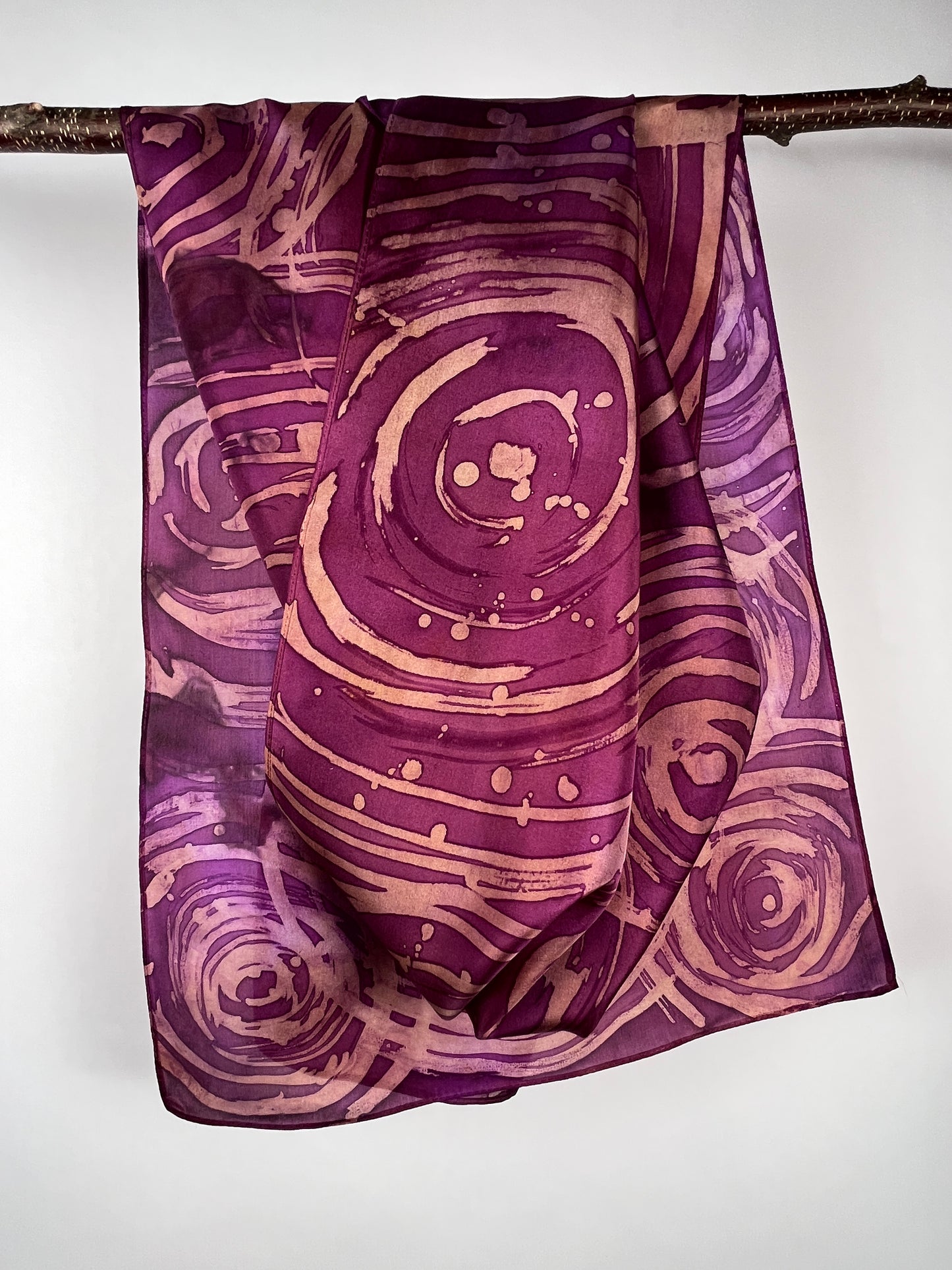 “Evening Ripple Effect” - Hand-dyed Silk Scarf - $130