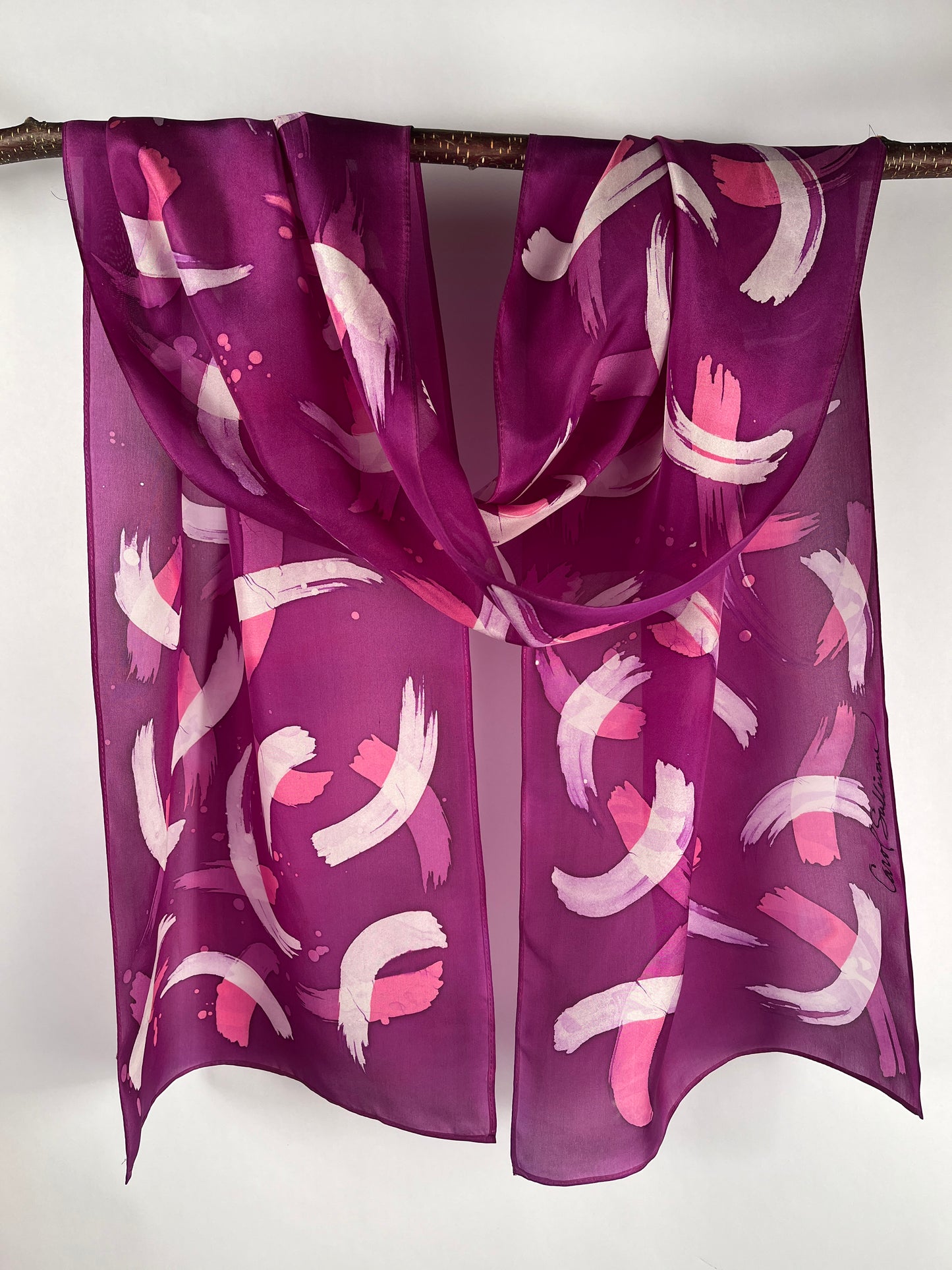 “Purple Wisps” - Hand-dyed Silk Scarf - $125