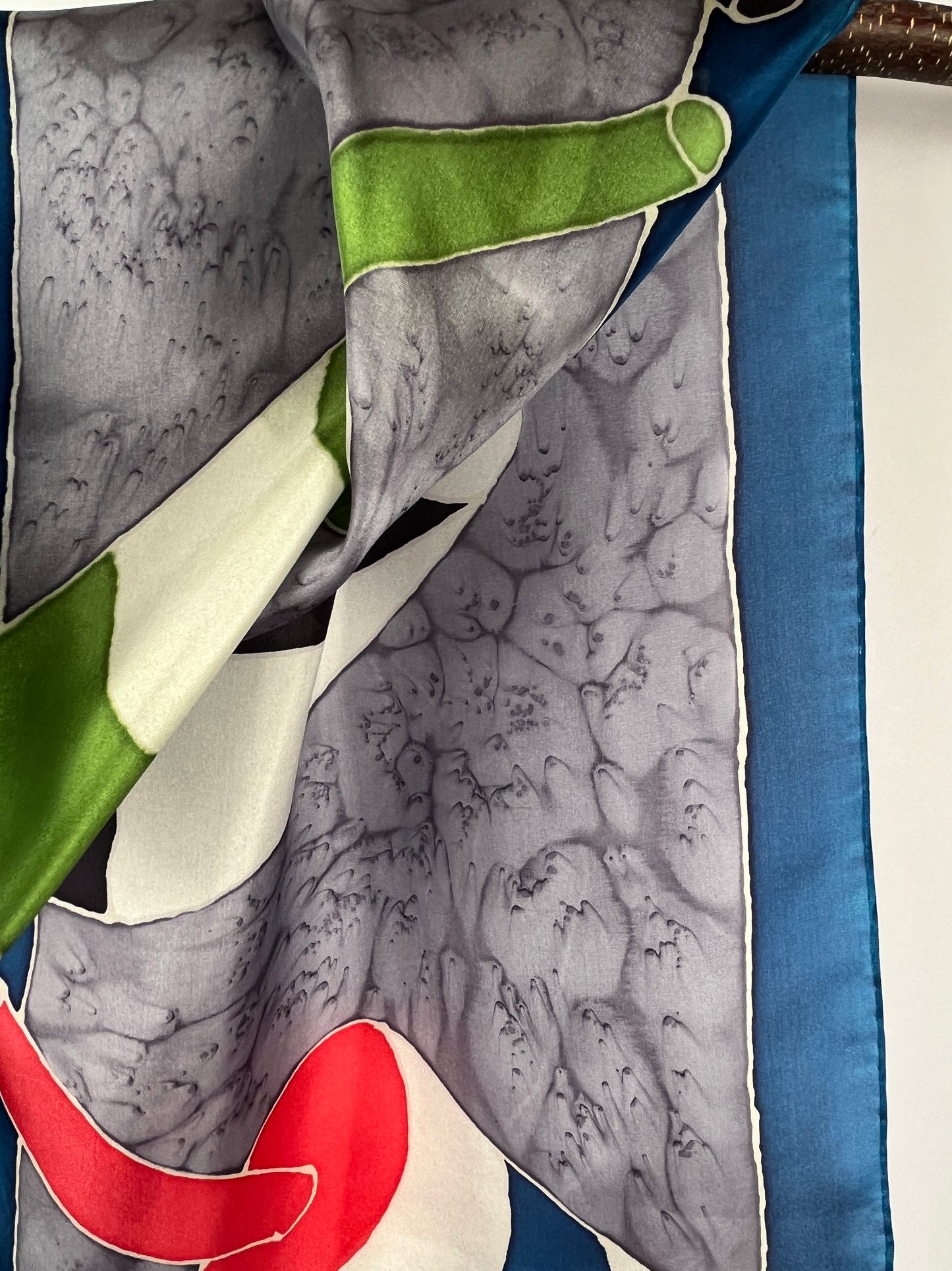 “Maine Lobster Buoys” - Hand-dyed Silk Scarf - $140