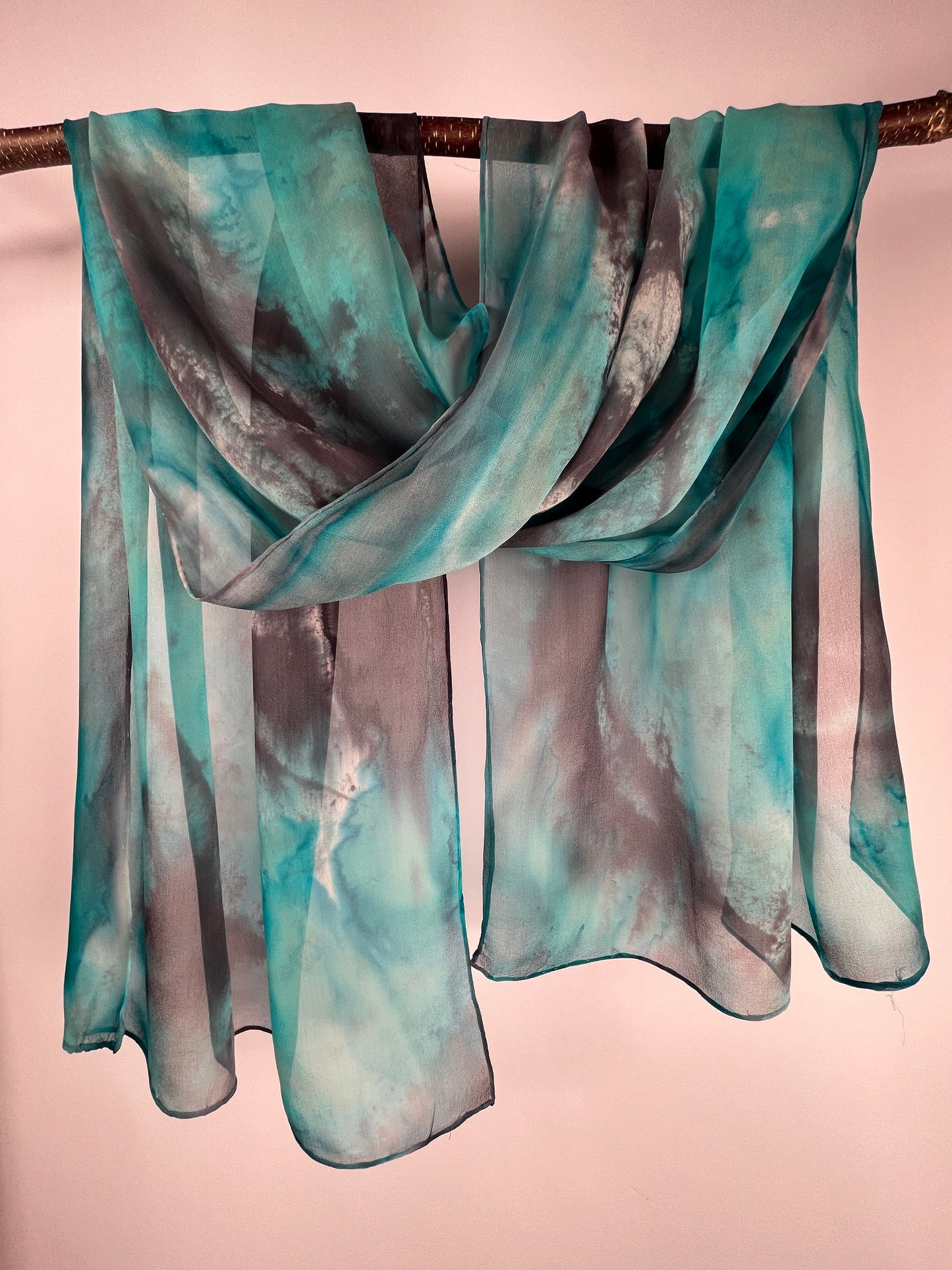 “Turquoise Quarry" - Hand-dyed Silk Scarf - $95