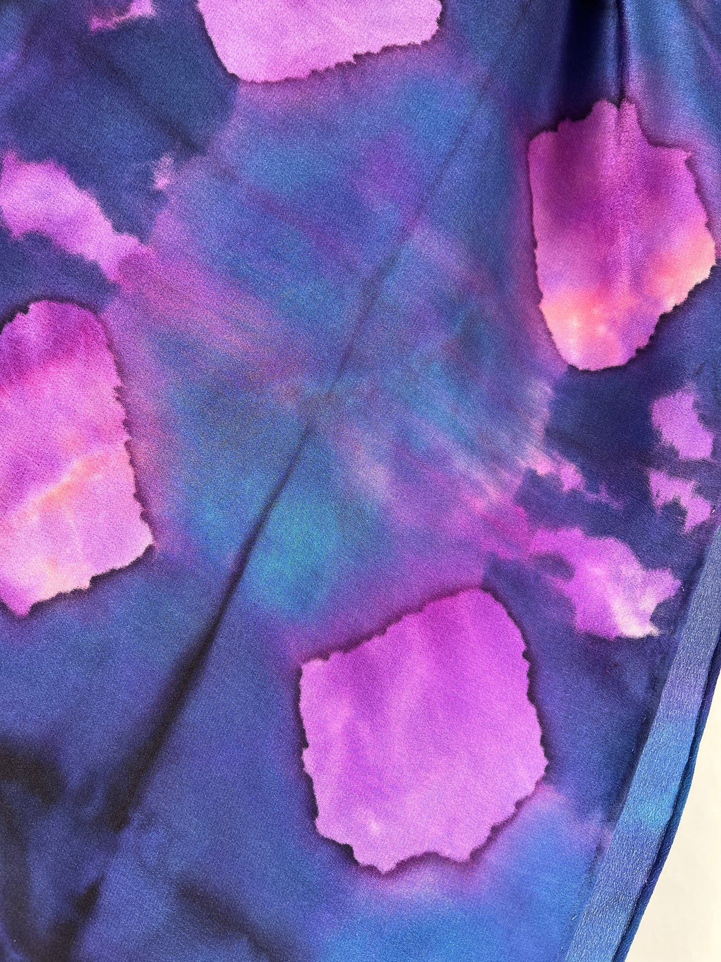 "Purple Nebula Shibori" - Hand-dyed Silk Scarf - $125