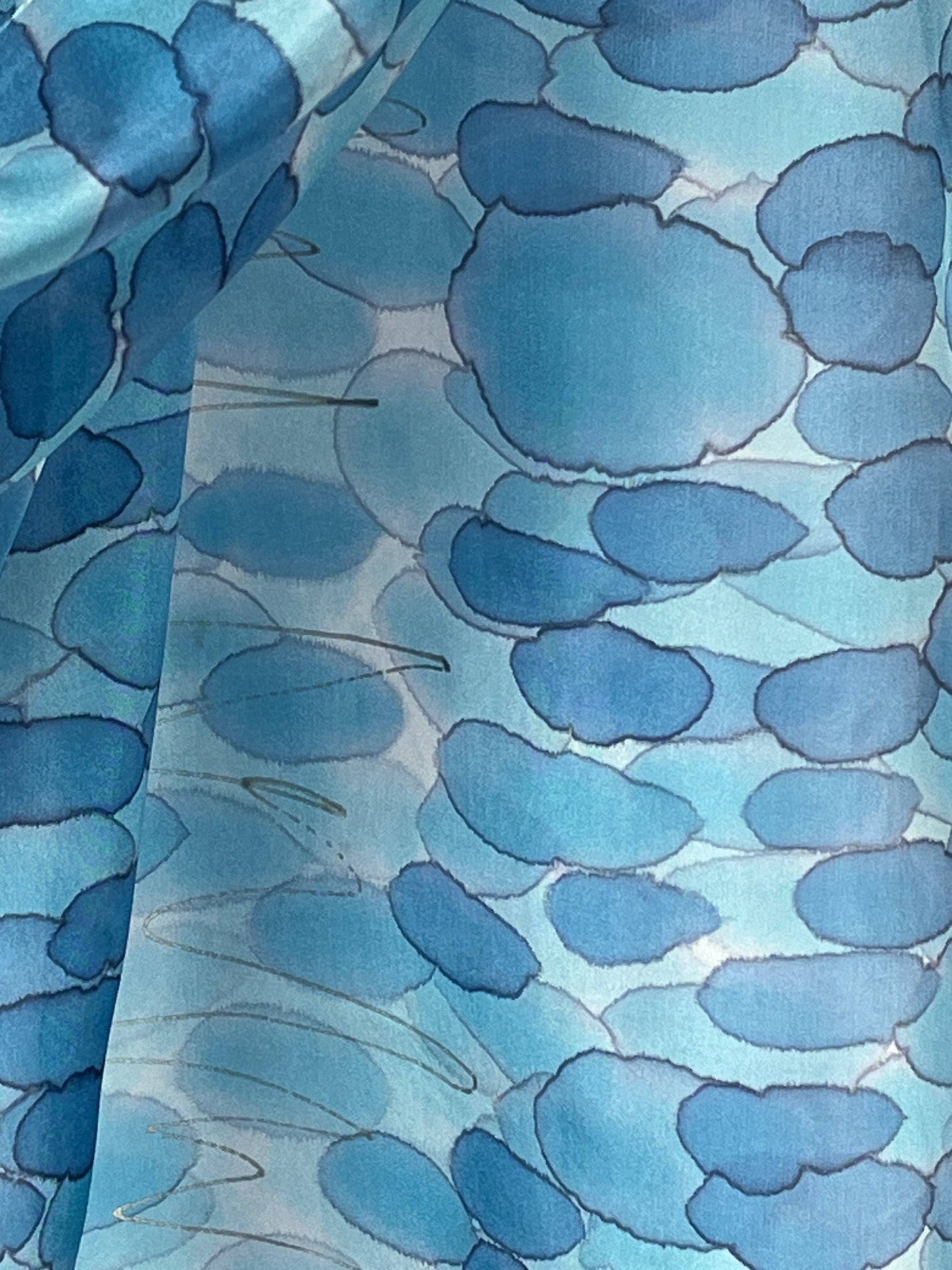 “Moonbeams on the Water" - Hand-Dyed Silk Scarf - $140