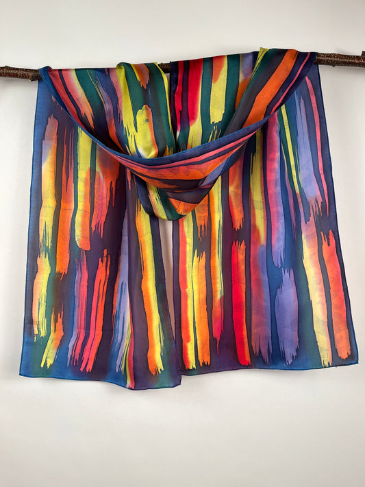 “Canyon Sunset” - Hand-dyed Silk Scarf - $125