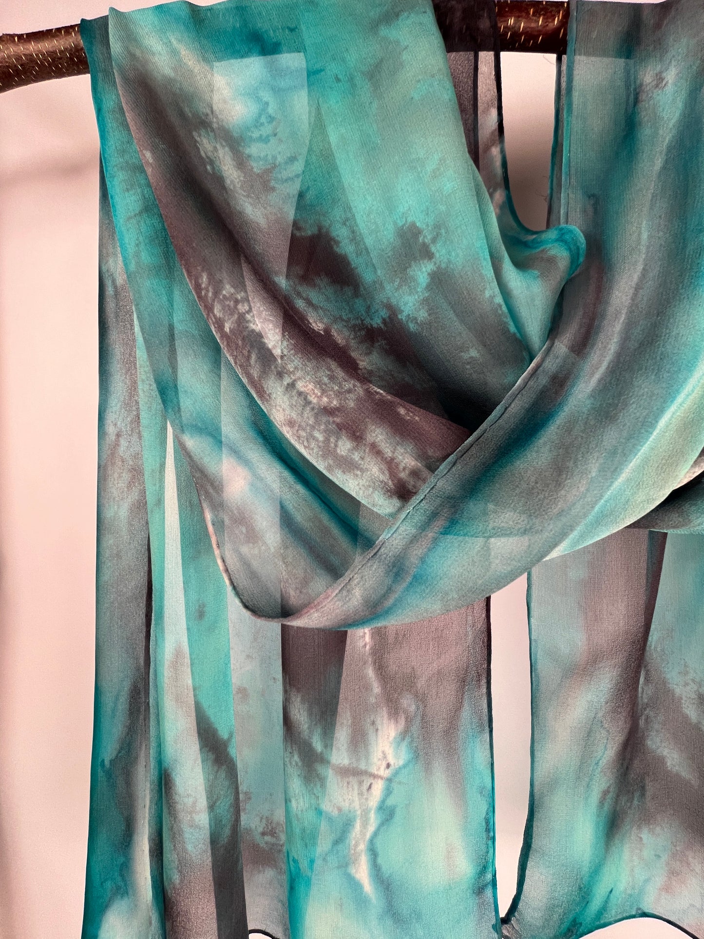 “Turquoise Quarry" - Hand-dyed Silk Scarf - $95