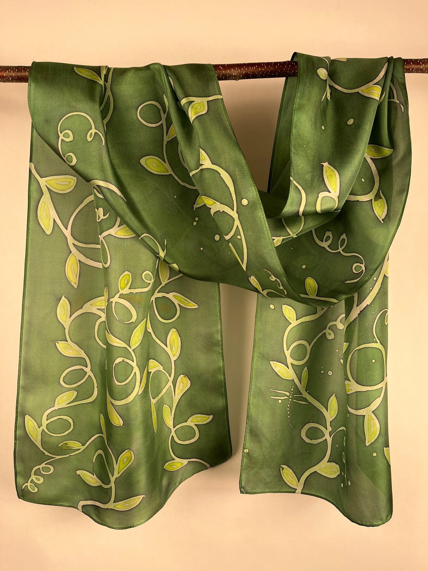 “Just Vines" - Hand-dyed Silk Scarf - $125