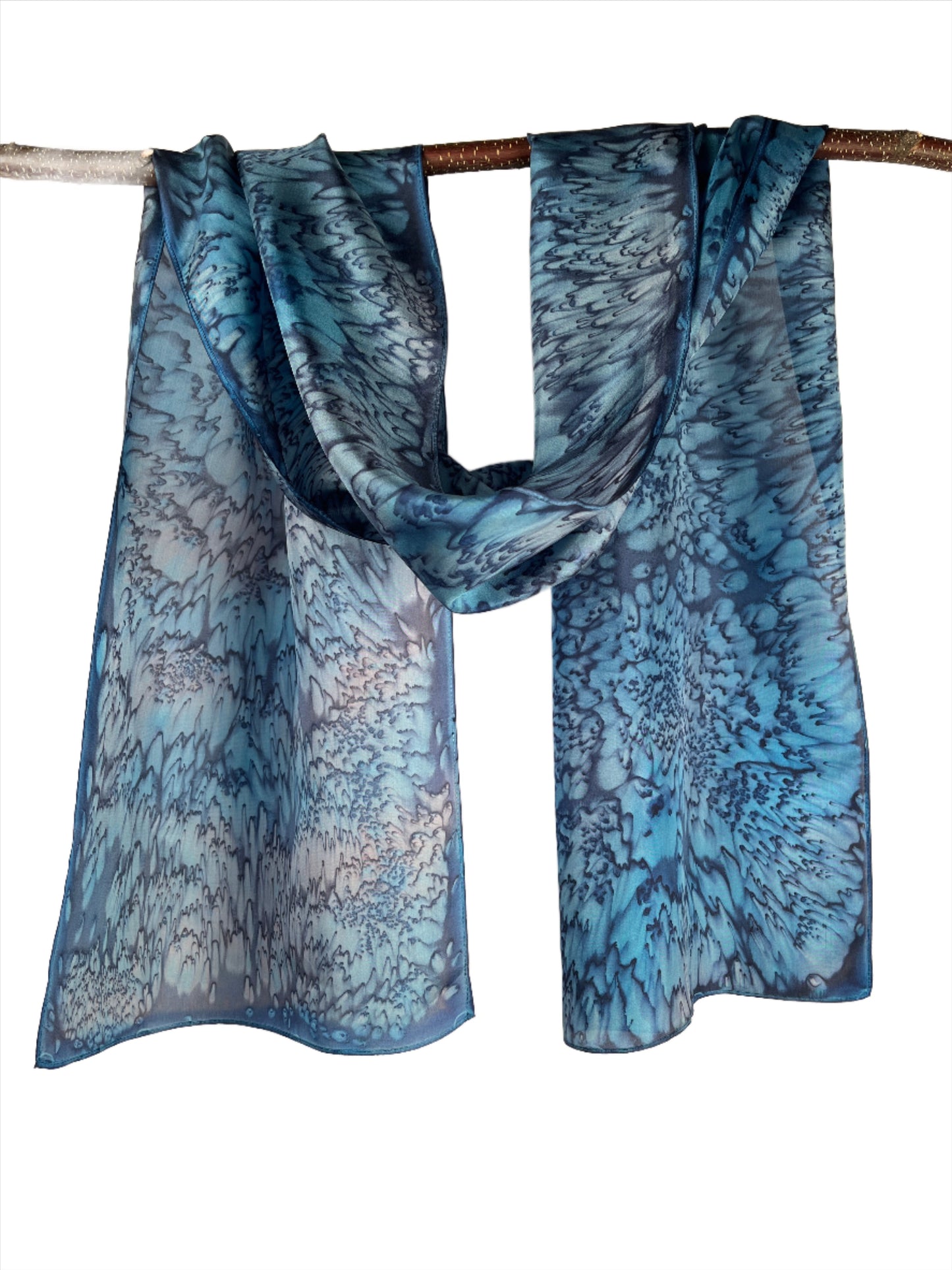 "Deep Sea Navy Mermaid" - Hand-dyed Silk Scarf - $115