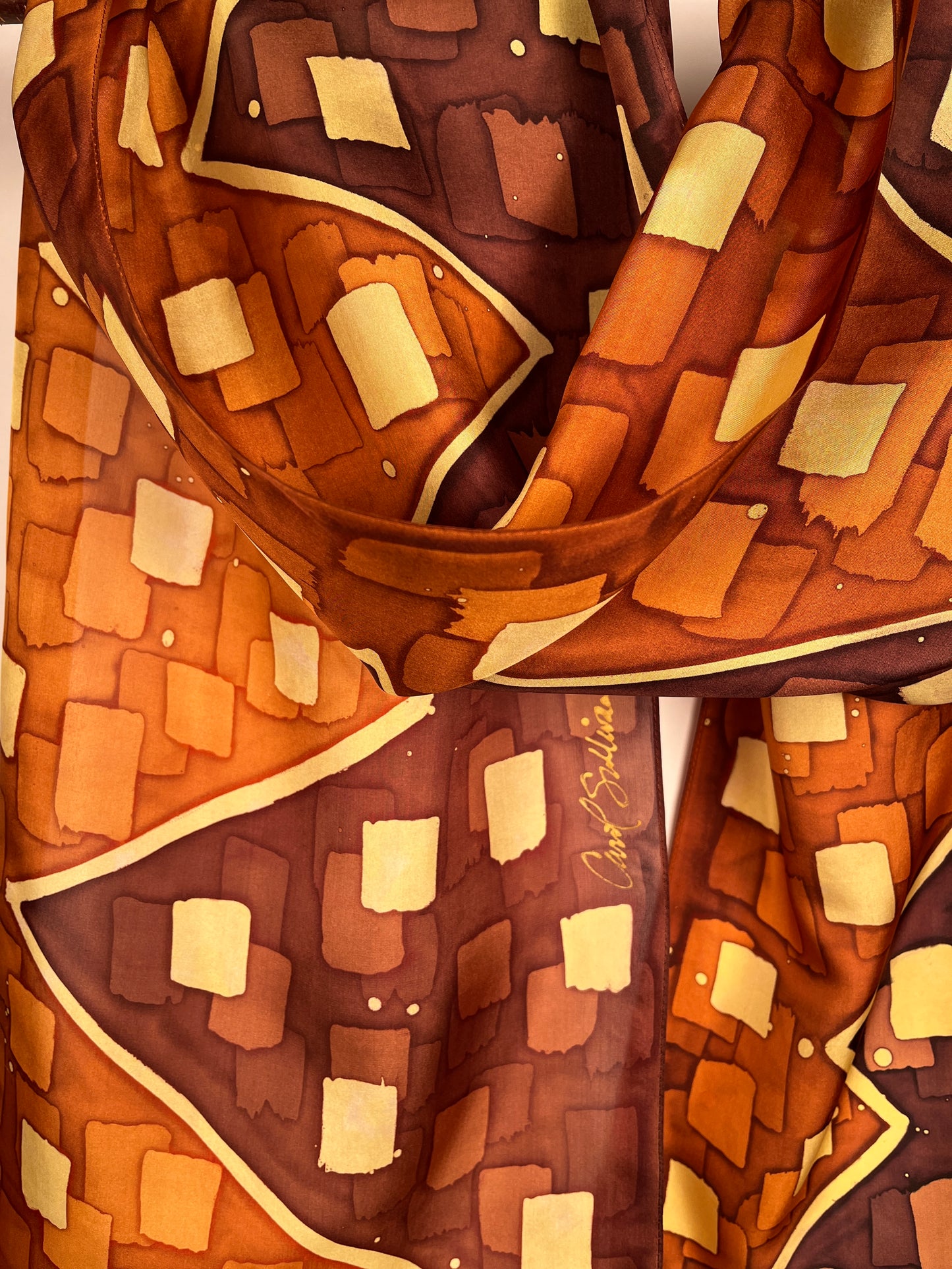 “Lucky Gold Strike” - Hand-dyed Silk Scarf - $130