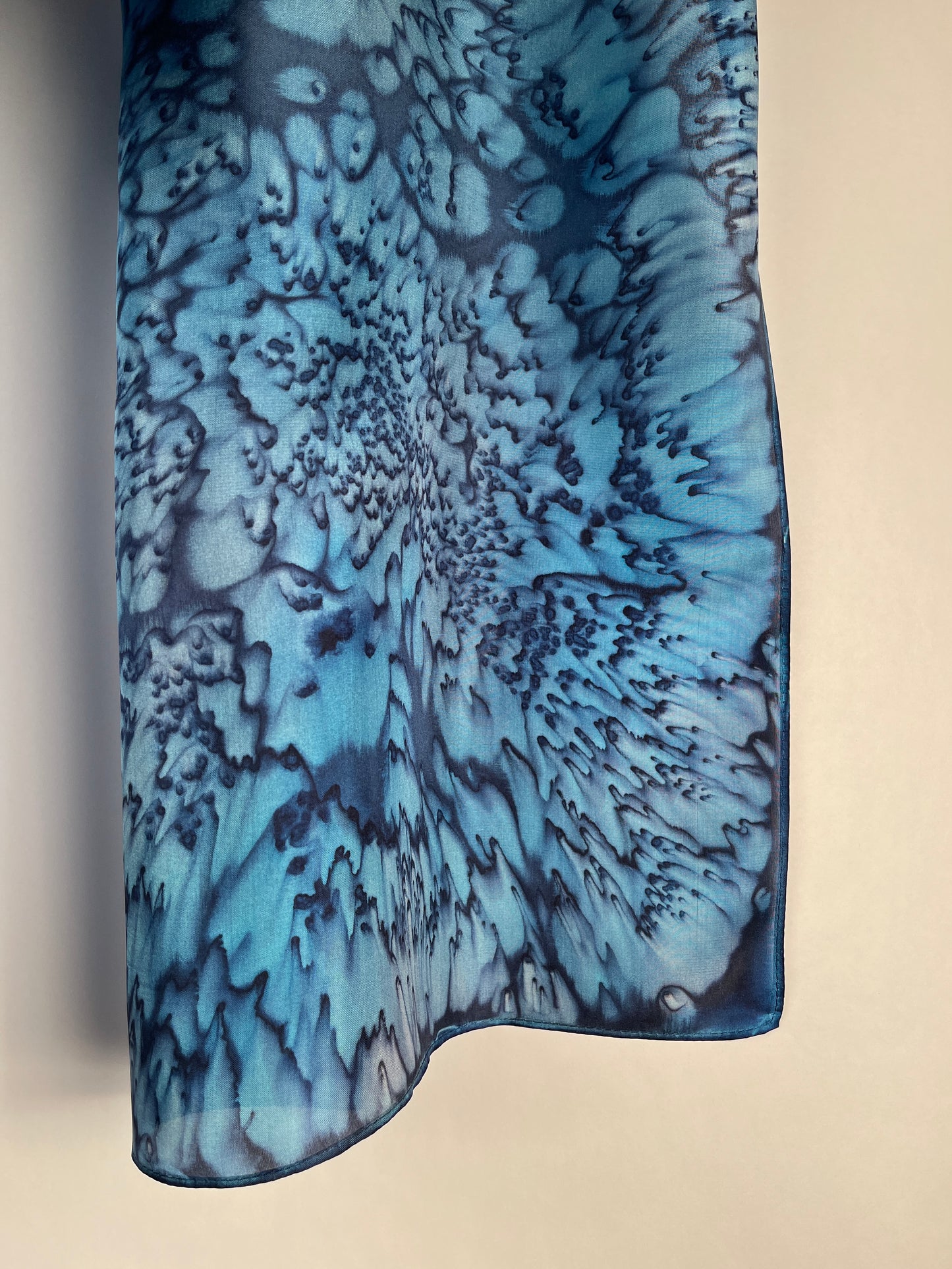 "Deep Sea Navy Mermaid" - Hand-dyed Silk Scarf - $115