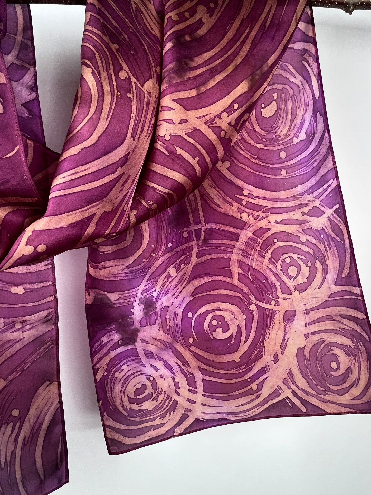 “Evening Ripple Effect” - Hand-dyed Silk Scarf - $130