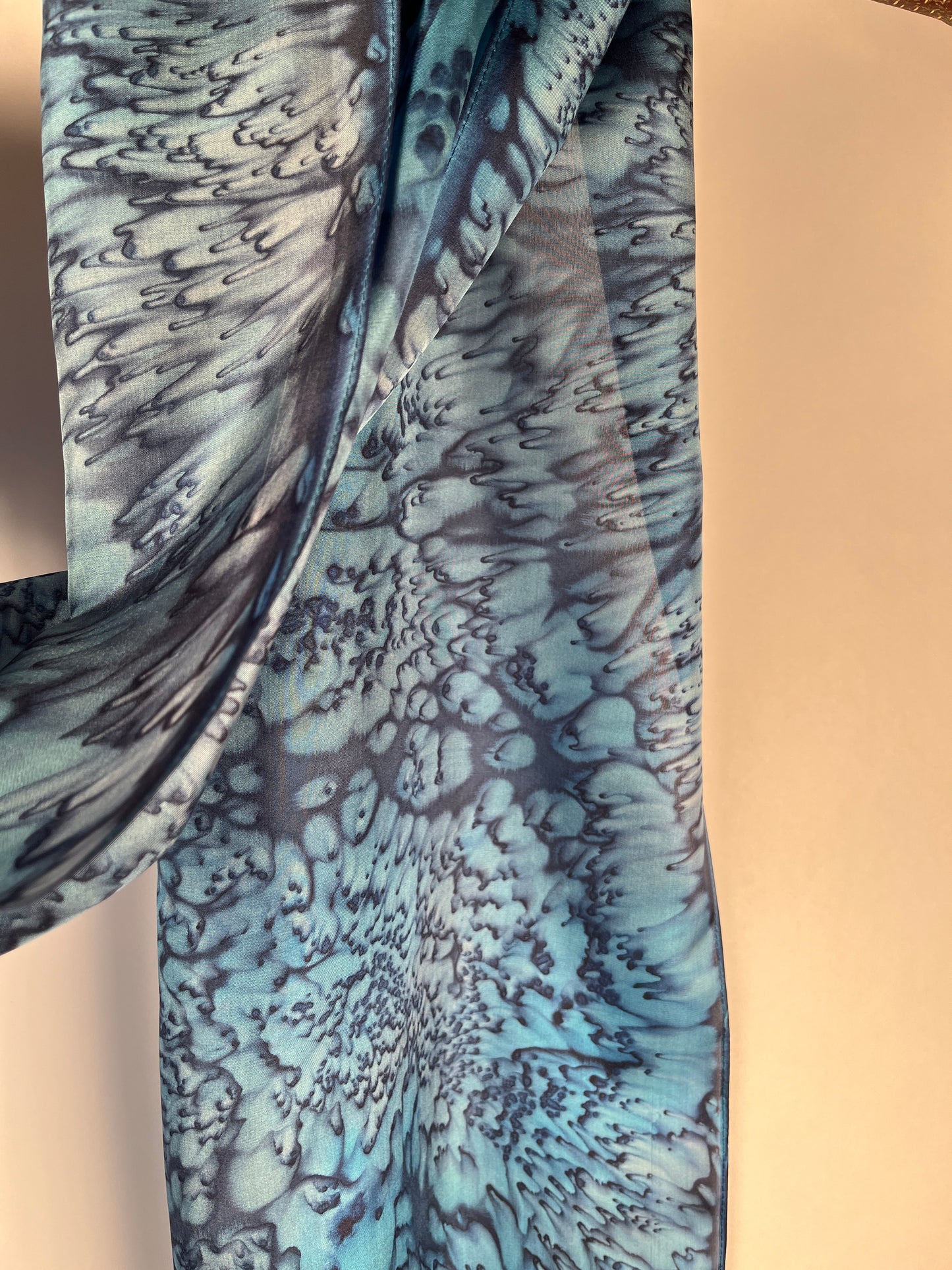"Deep Sea Navy Mermaid" - Hand-dyed Silk Scarf - $115