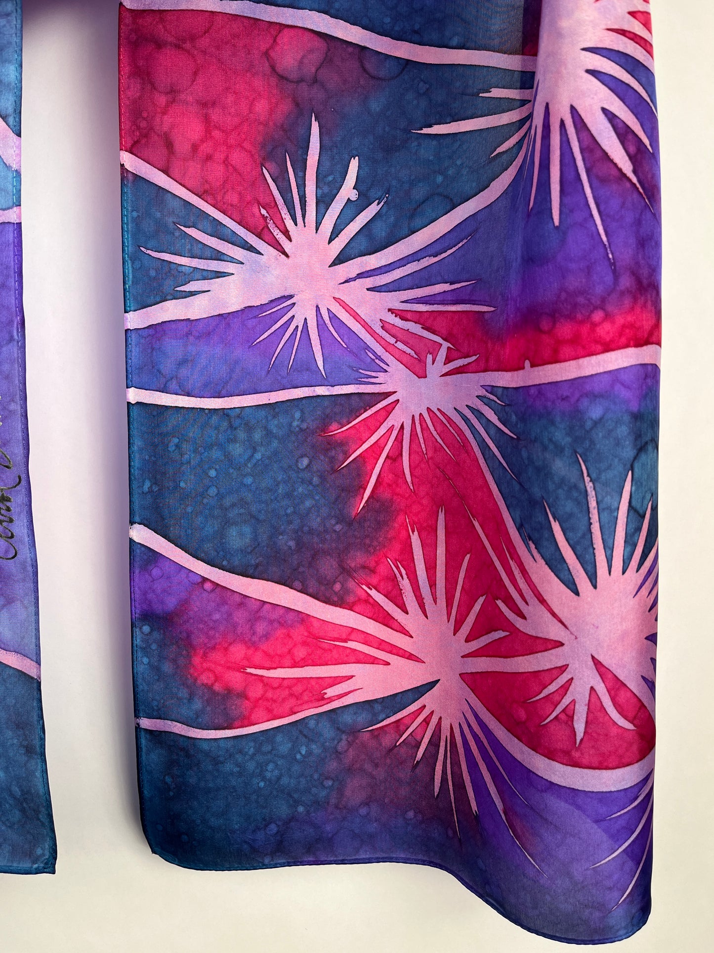 “Sparklers” - Hand-dyed Silk Scarf - $130