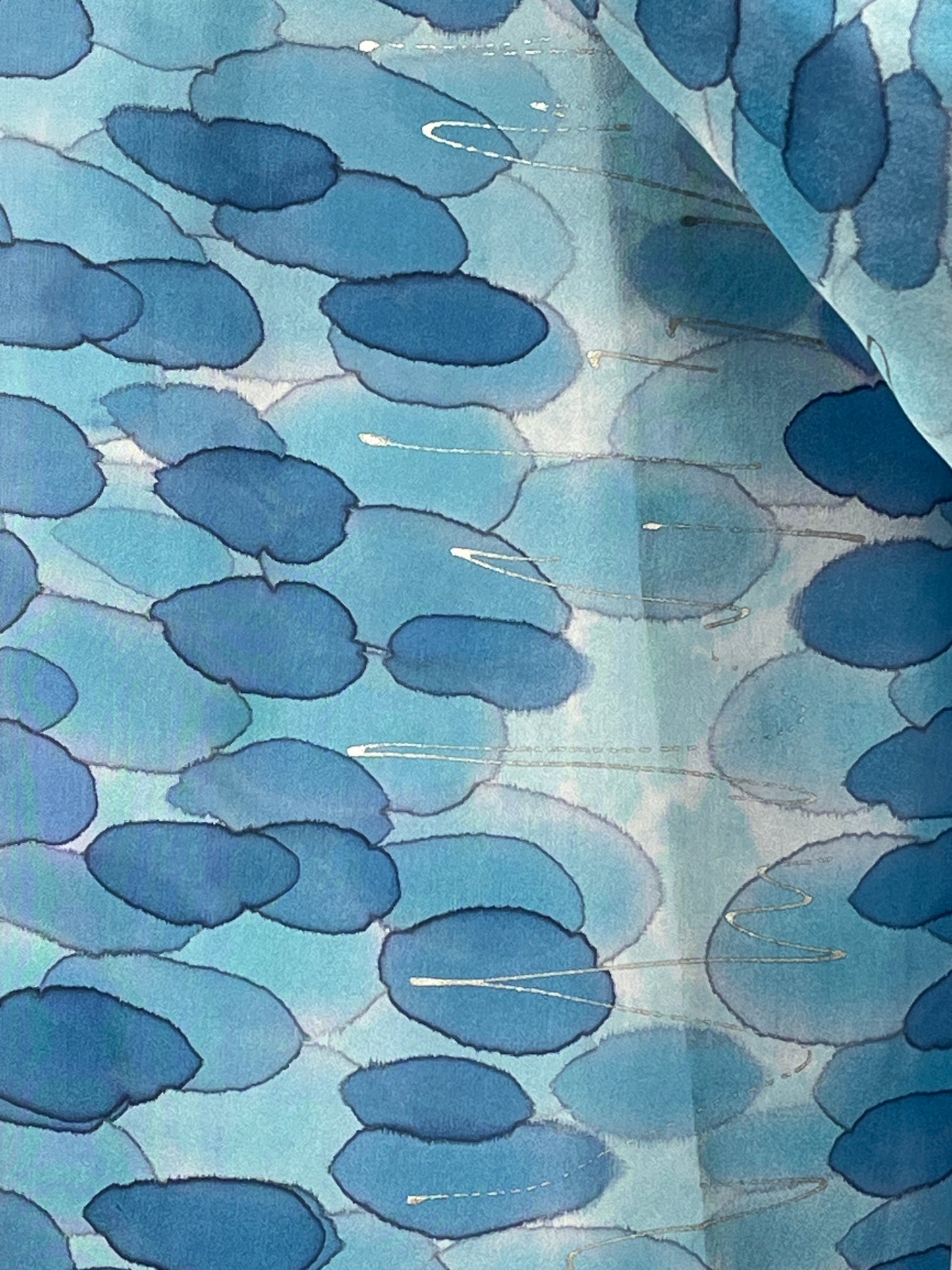 “Moonbeams on the Water" - Hand-Dyed Silk Scarf - $140