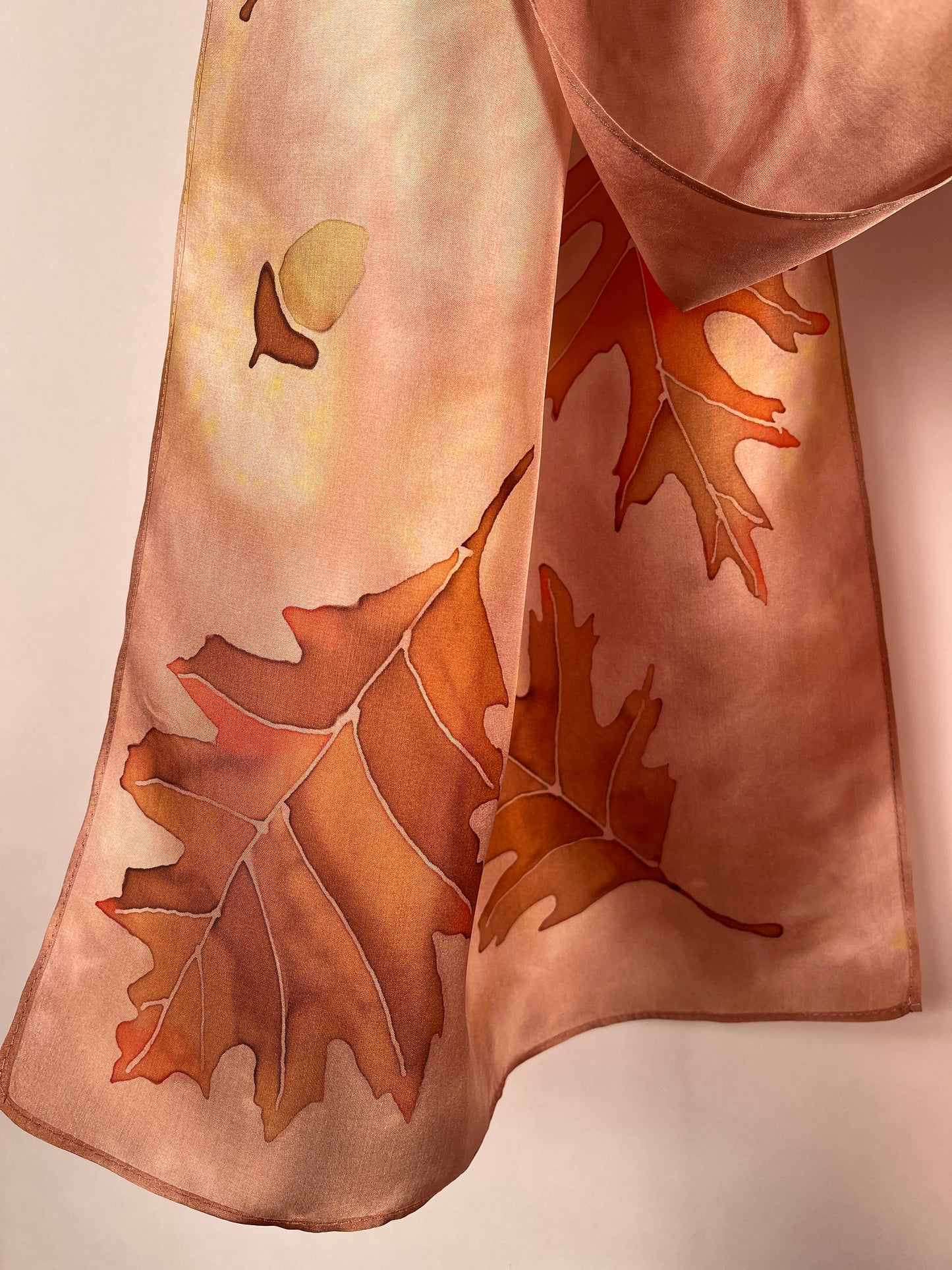 "Mighty Oak" - Hand Dyed Silk Scarf -$130