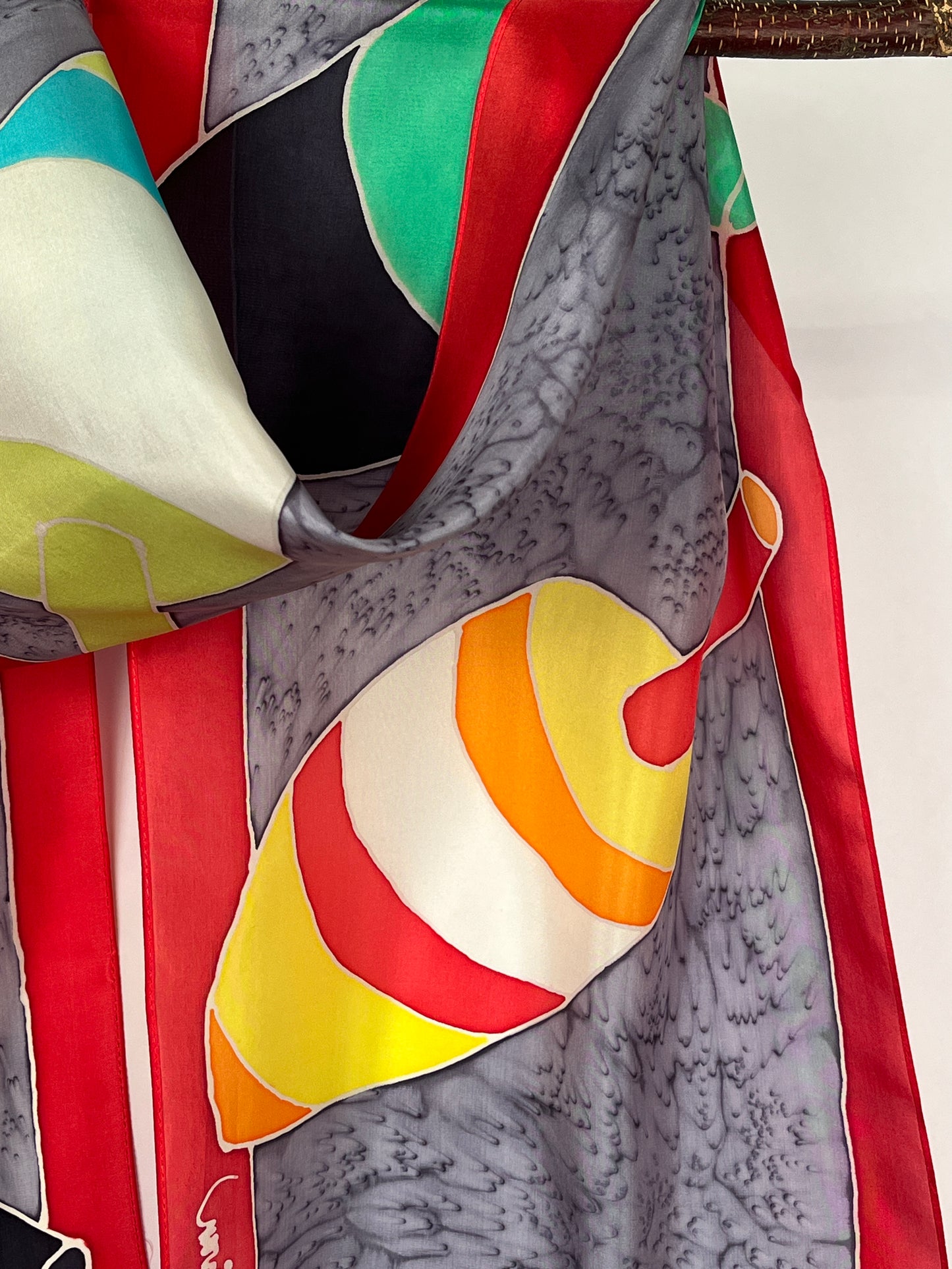 “Lobster Buoys w/ Code Flags" - Hand-dyed Silk Scarf - $140