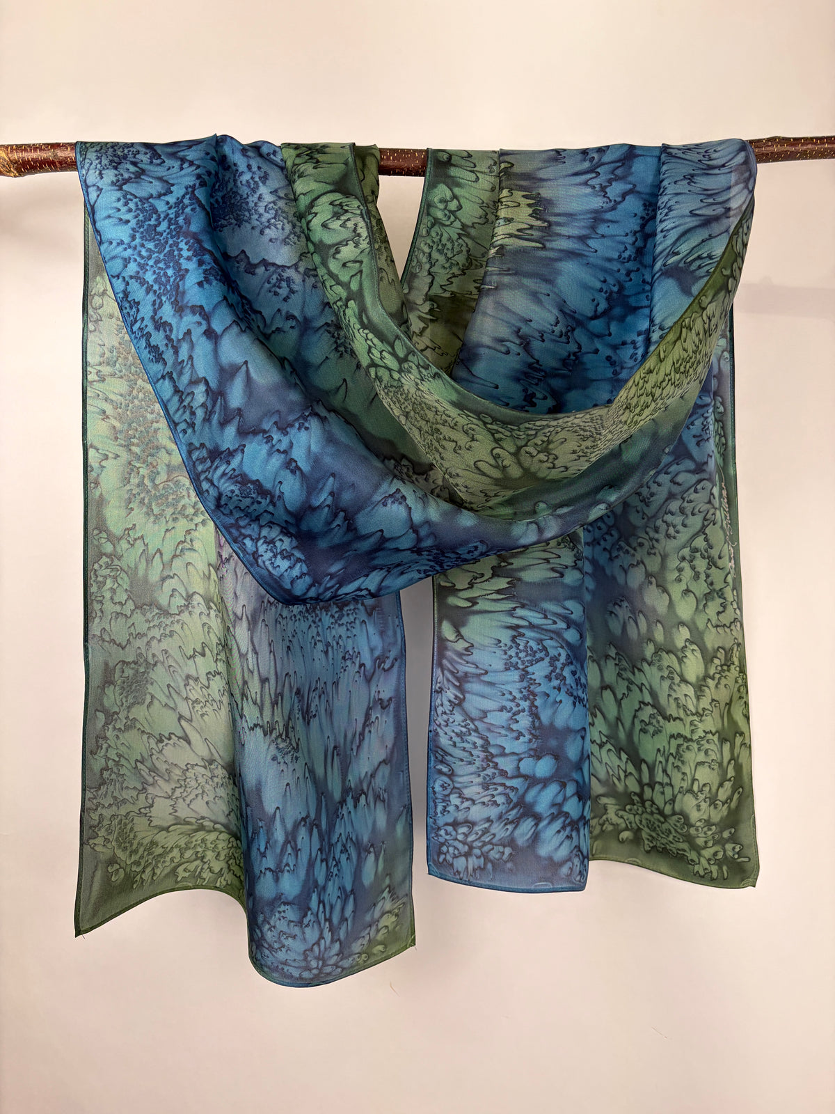 “Rangeley Mermaid" - Hand-dyed Silk Scarf - $125