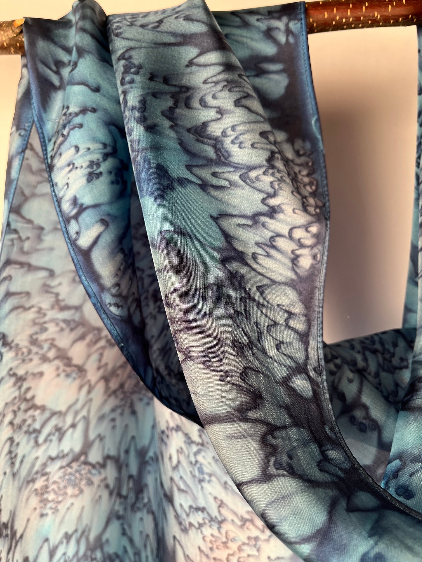 "Deep Sea Navy Mermaid" - Hand-dyed Silk Scarf - $115