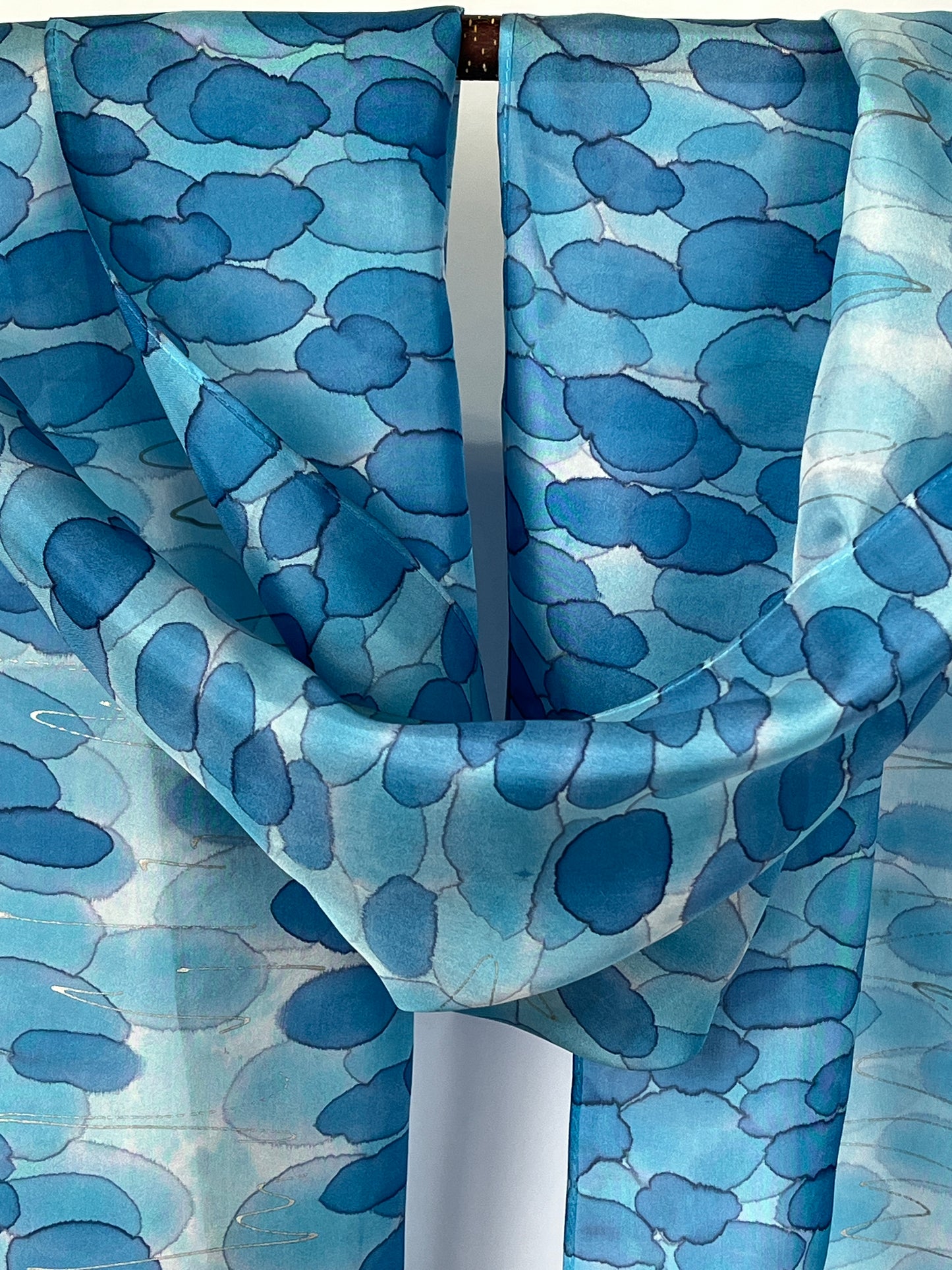 “Moonbeams on the Water" - Hand-Dyed Silk Scarf - $140