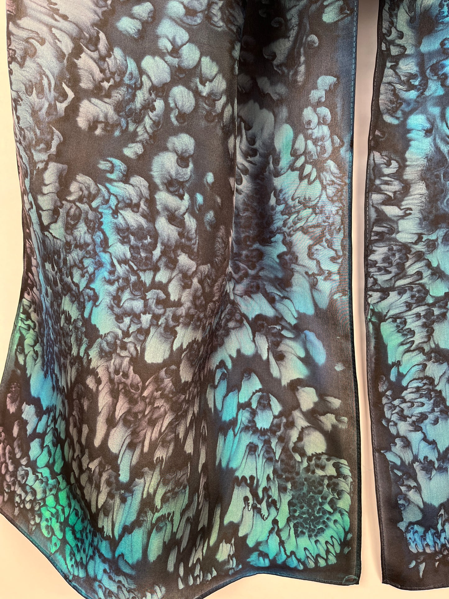 "Evening Aurora Mermaid" - Hand-dyed Silk Scarf - $115