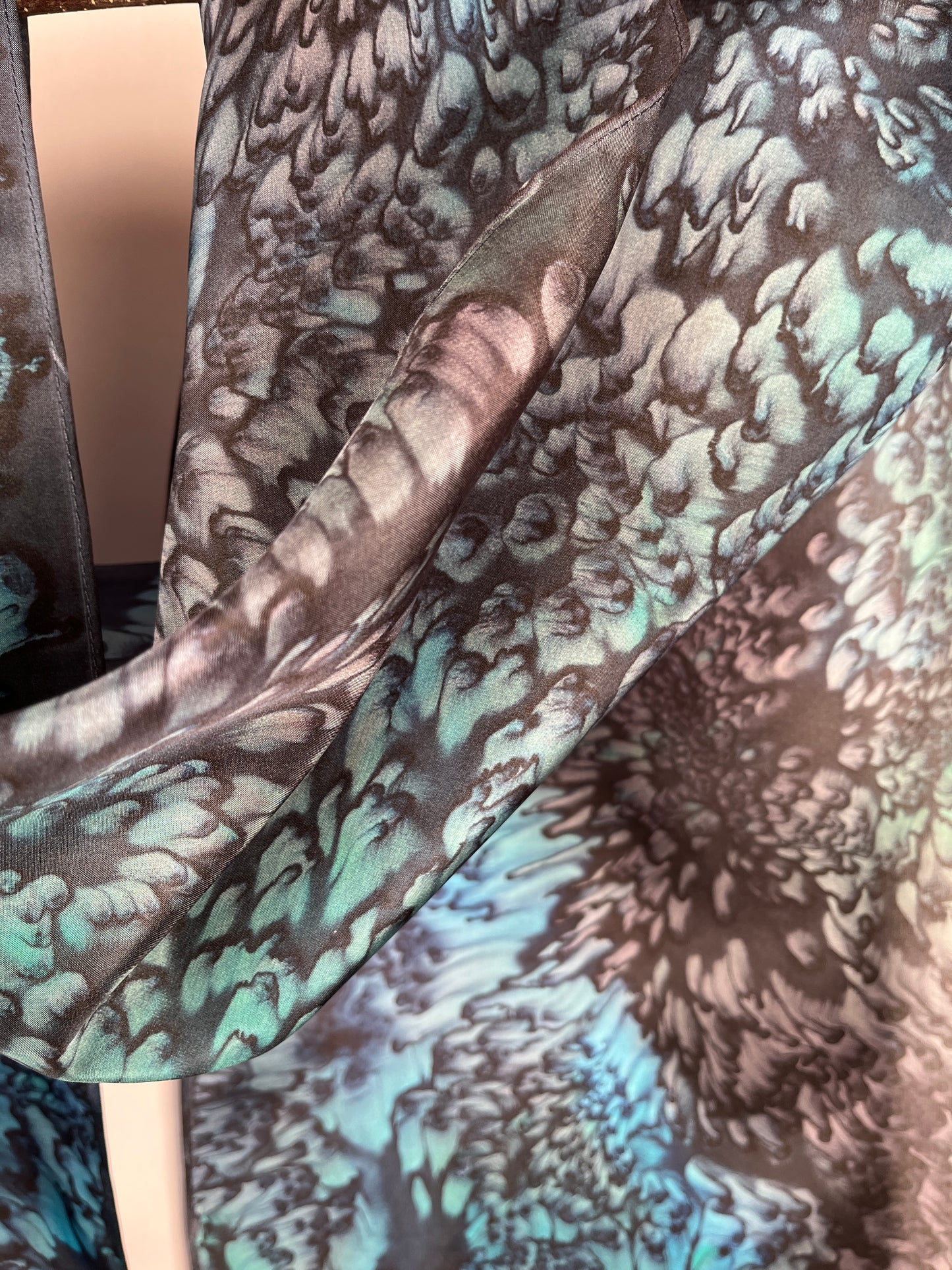 "Evening Aurora Mermaid" - Hand-dyed Silk Scarf - $115