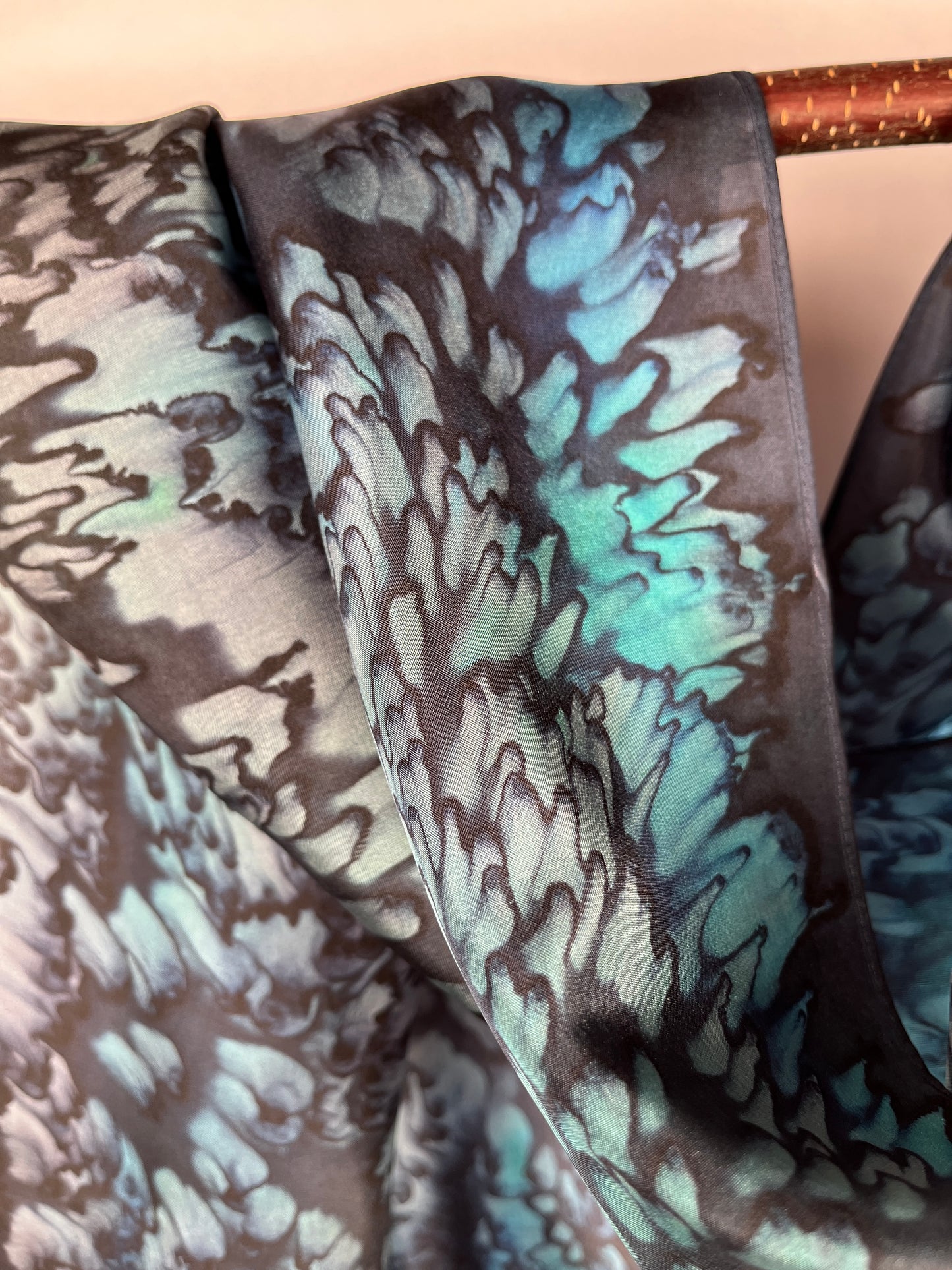 "Evening Aurora Mermaid" - Hand-dyed Silk Scarf - $115