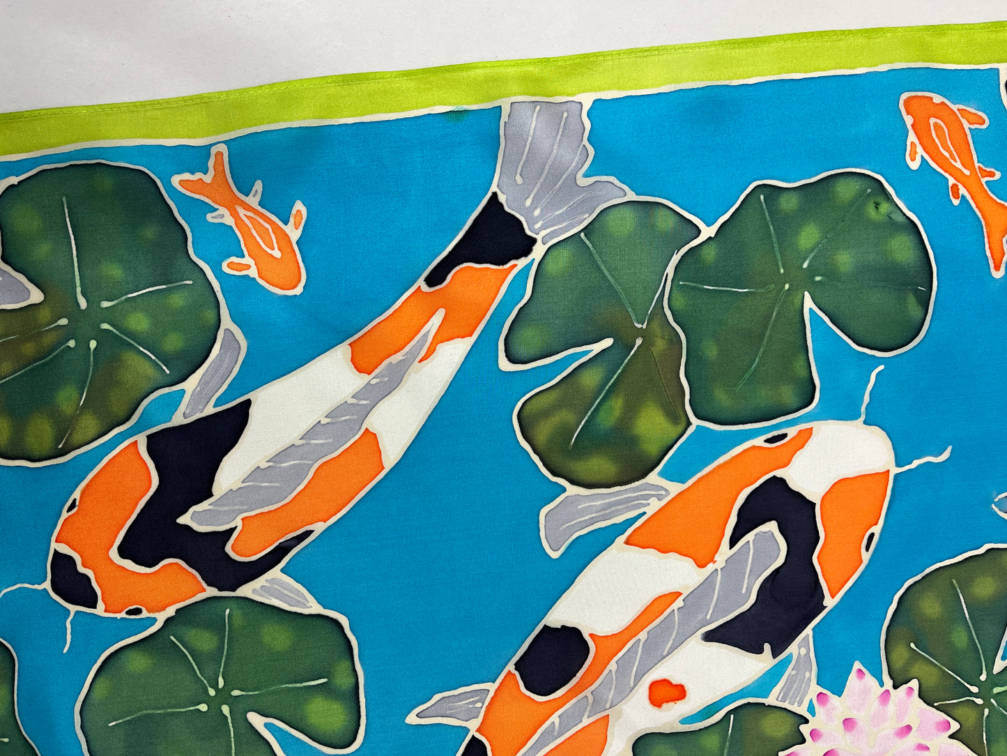 "Aqua Pond Koi” - Hand-dyed Silk Wall Hanging - $365