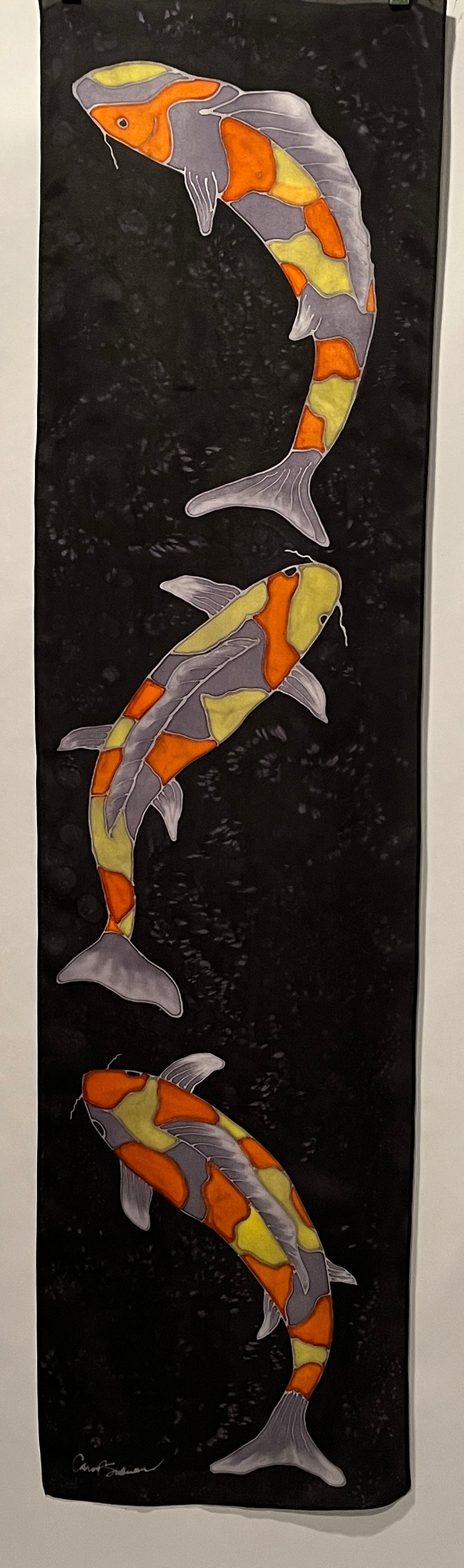 "Evening Koi” - Hand-dyed Silk Wall Hanging - $425