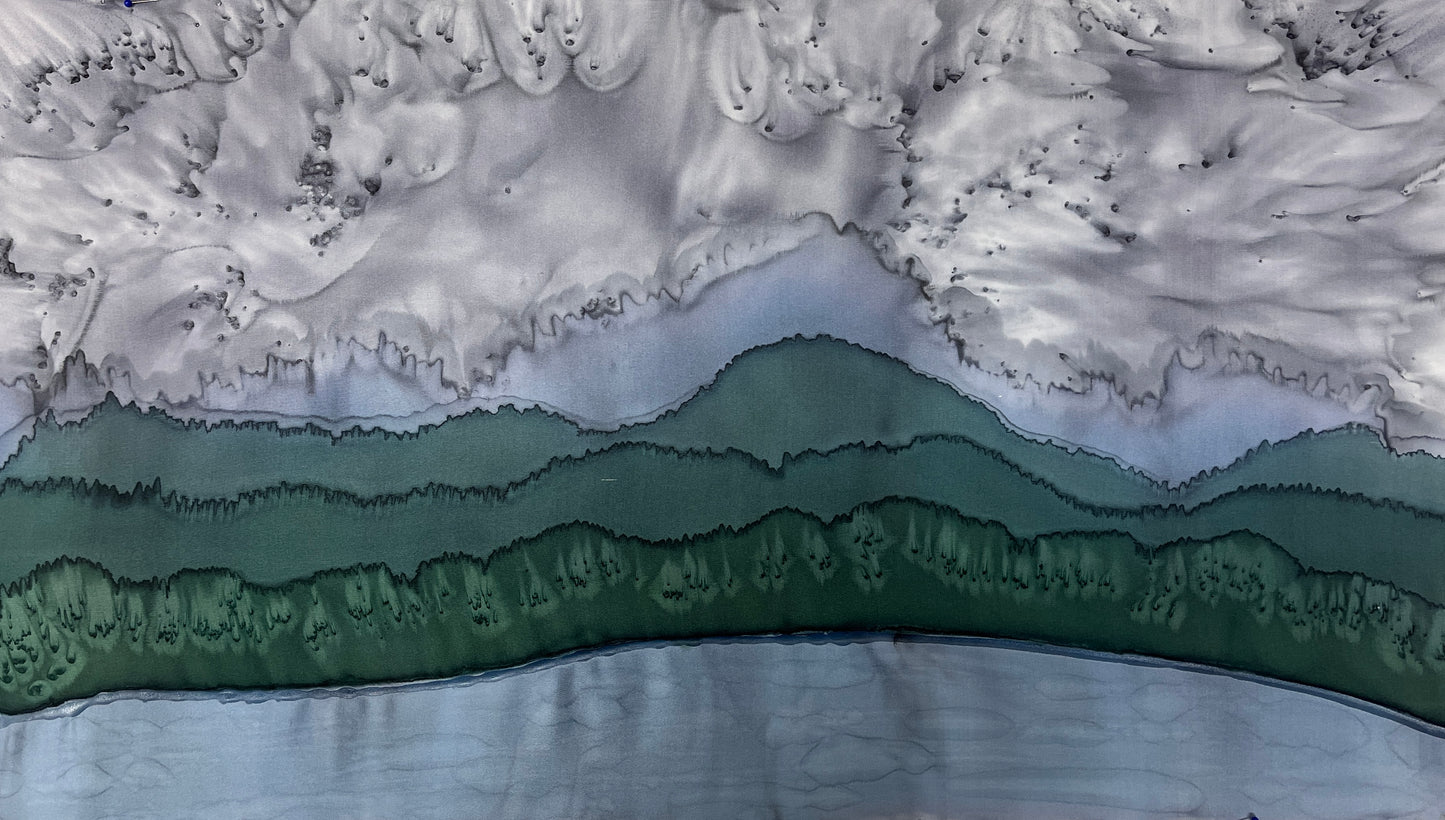 "Stormy Afternoon” - Hand-dyed Silk Wall Hanging - $255