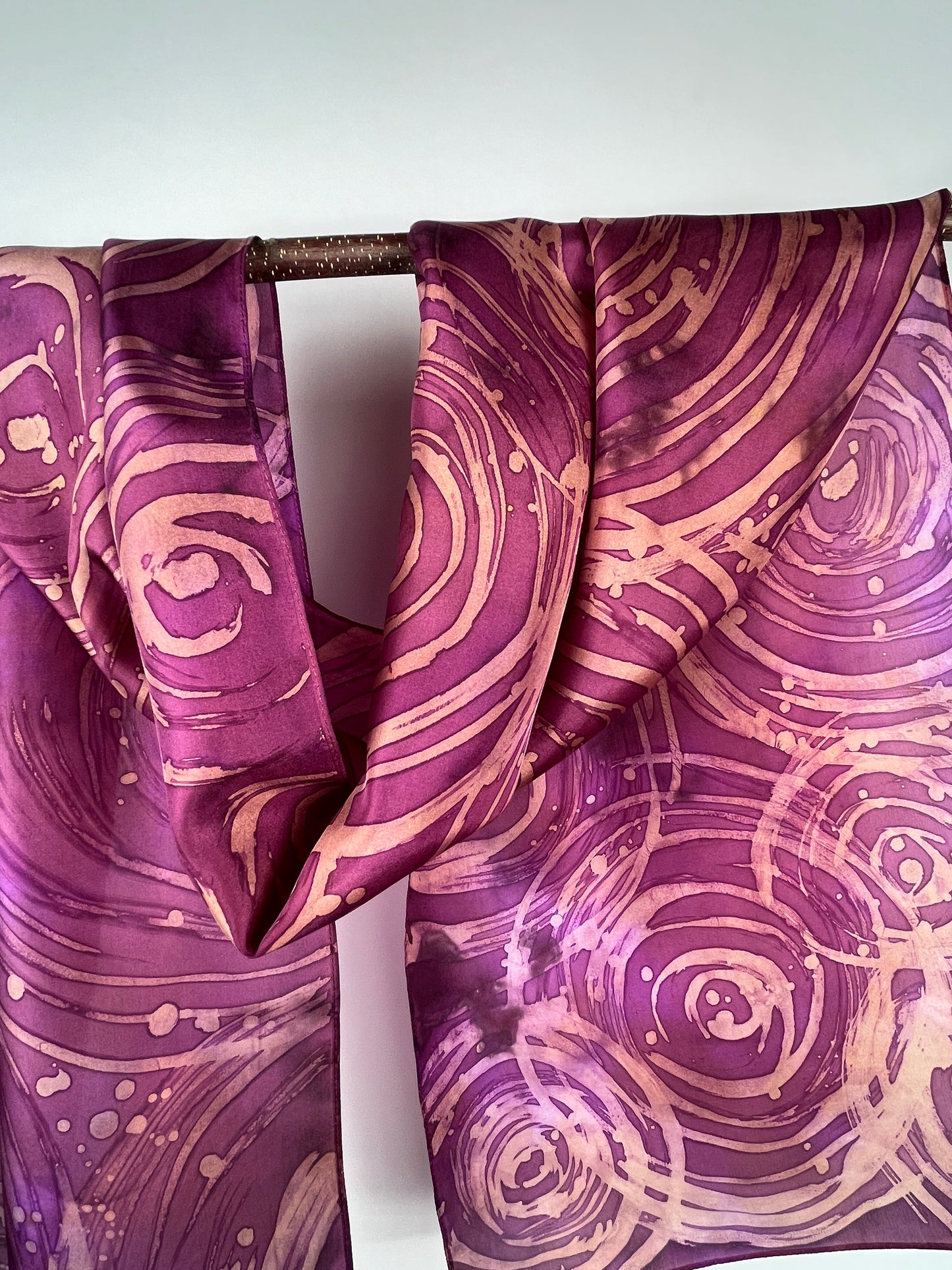 “Evening Ripple Effect” - Hand-dyed Silk Scarf - $130