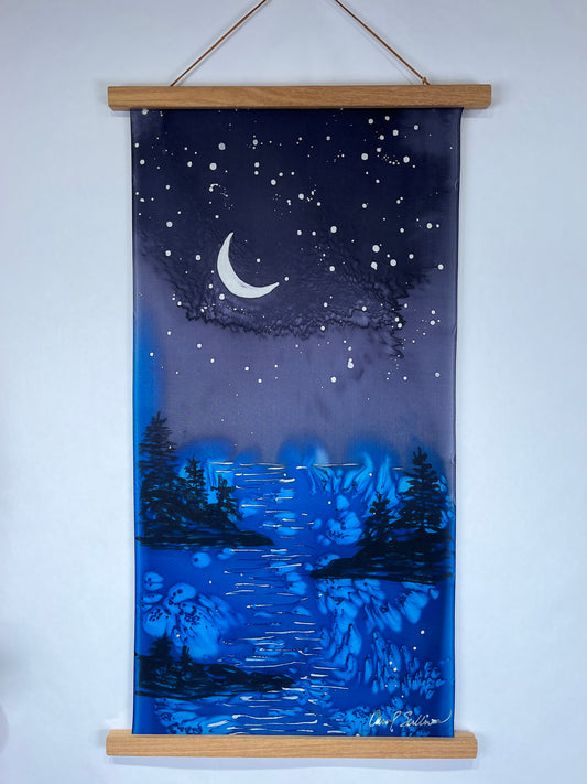 “Evening at the Coast” - Hand-dyed Silk Wall Hanging - $150