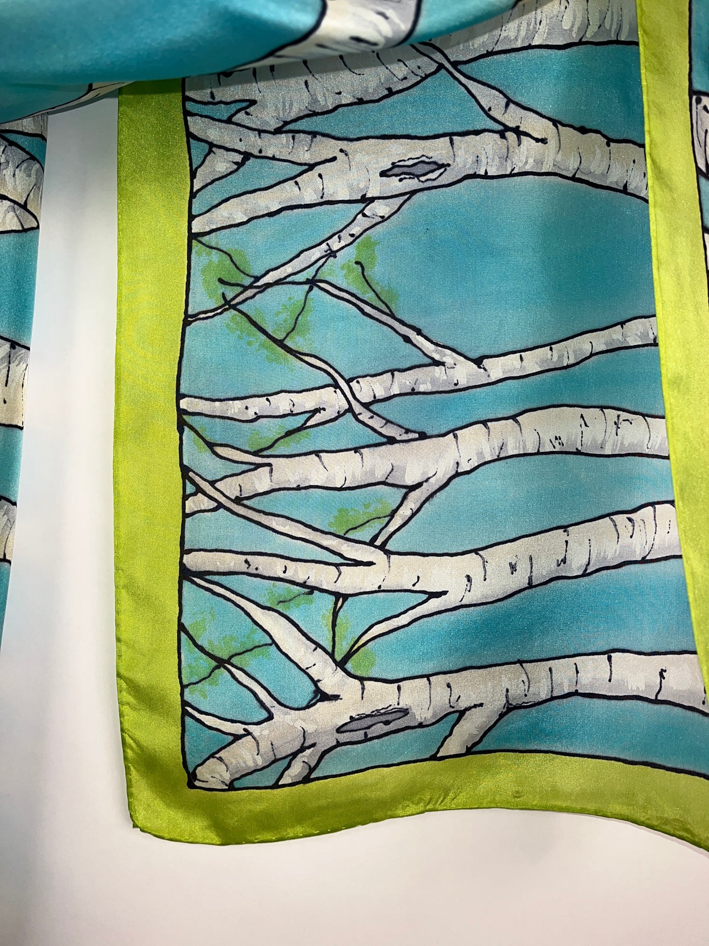 “Spring Birches” -Hand-dyed Silk Scarf - $135