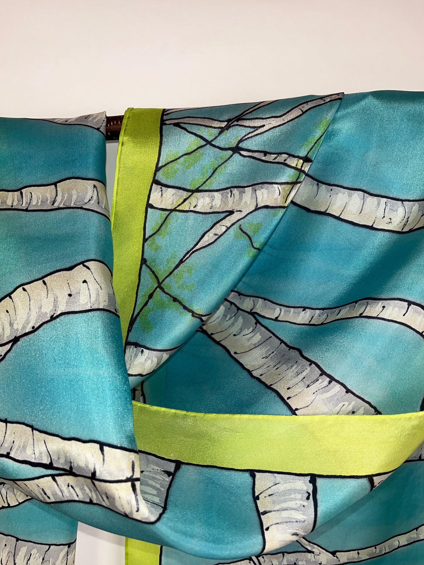 “Spring Birches” -Hand-dyed Silk Scarf - $135