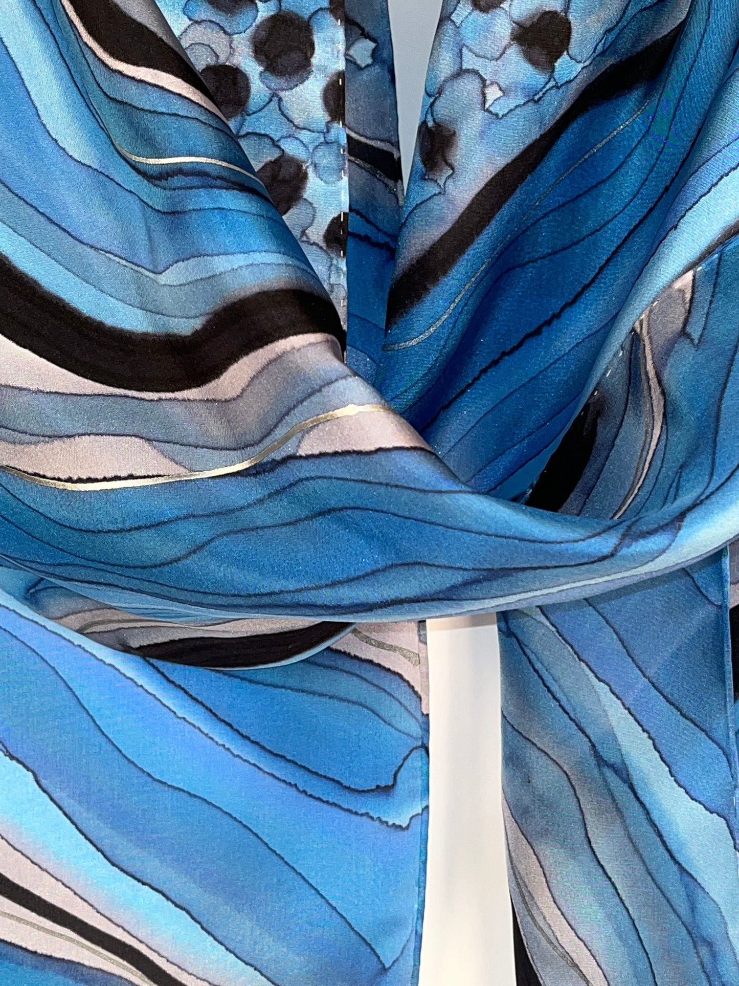 “Sapphire Geode" - Hand-dyed Silk Scarf - $125