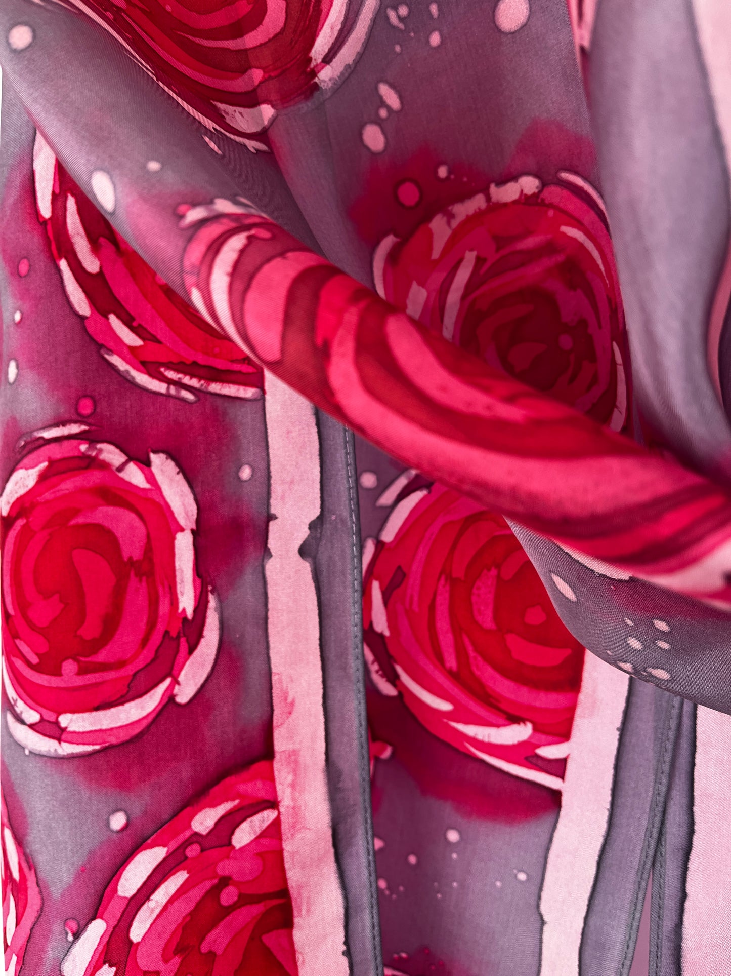 "Dusky Roses V1.0" - Hand-dyed Silk Scarf - $120