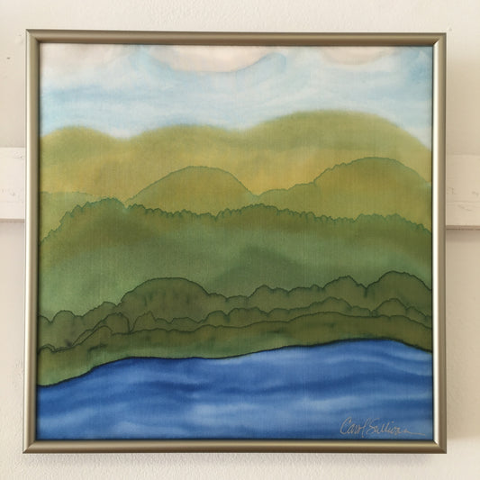 "Maine Mountain Spring Landscape" - Painting on Silk - sold