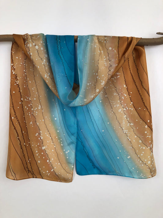 "Surf Zone" - Hand-dyed Silk Scarf - $125