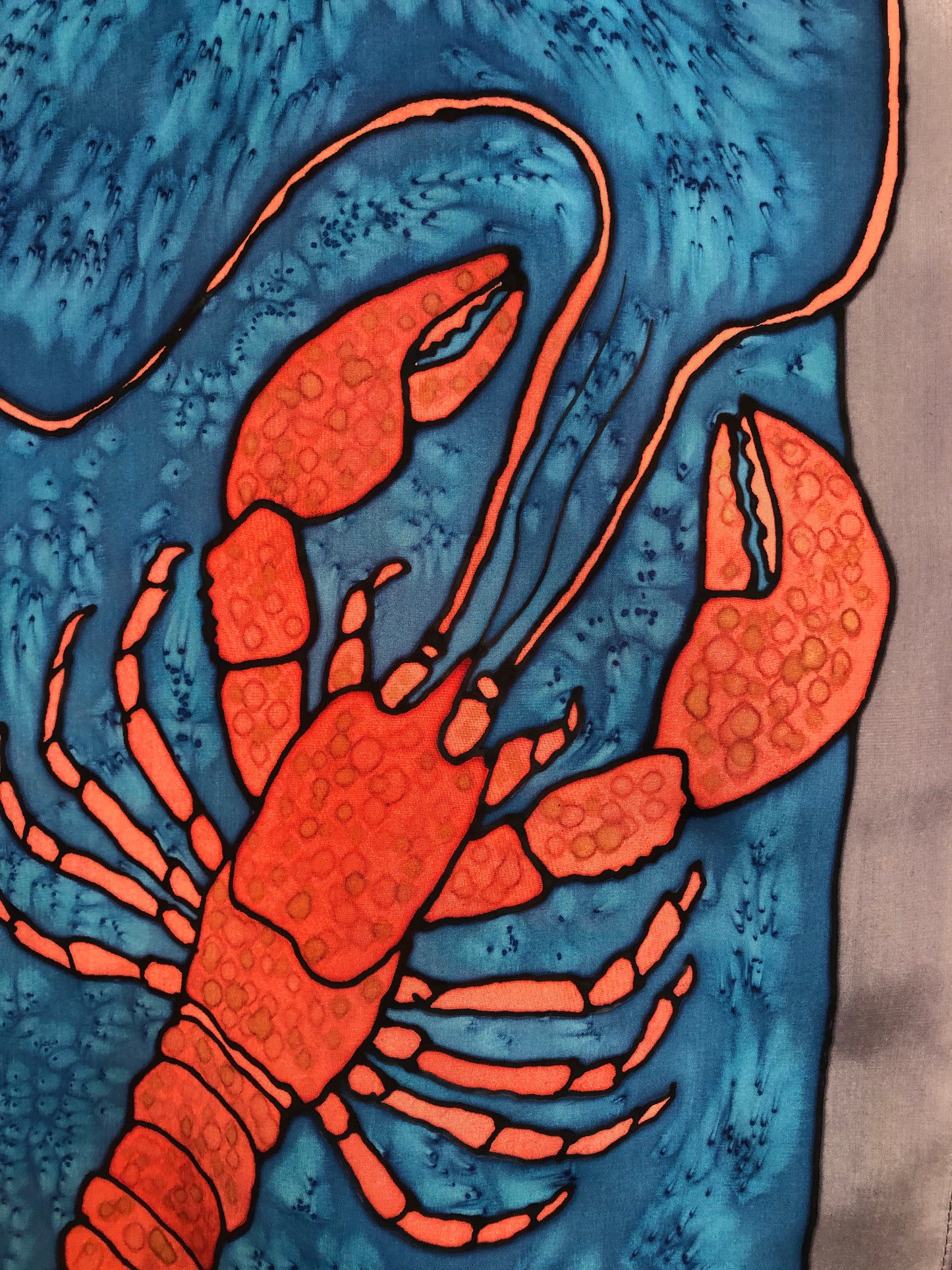 “Love Maine Lobster v2" - Hand-dyed Silk Scarf - $140