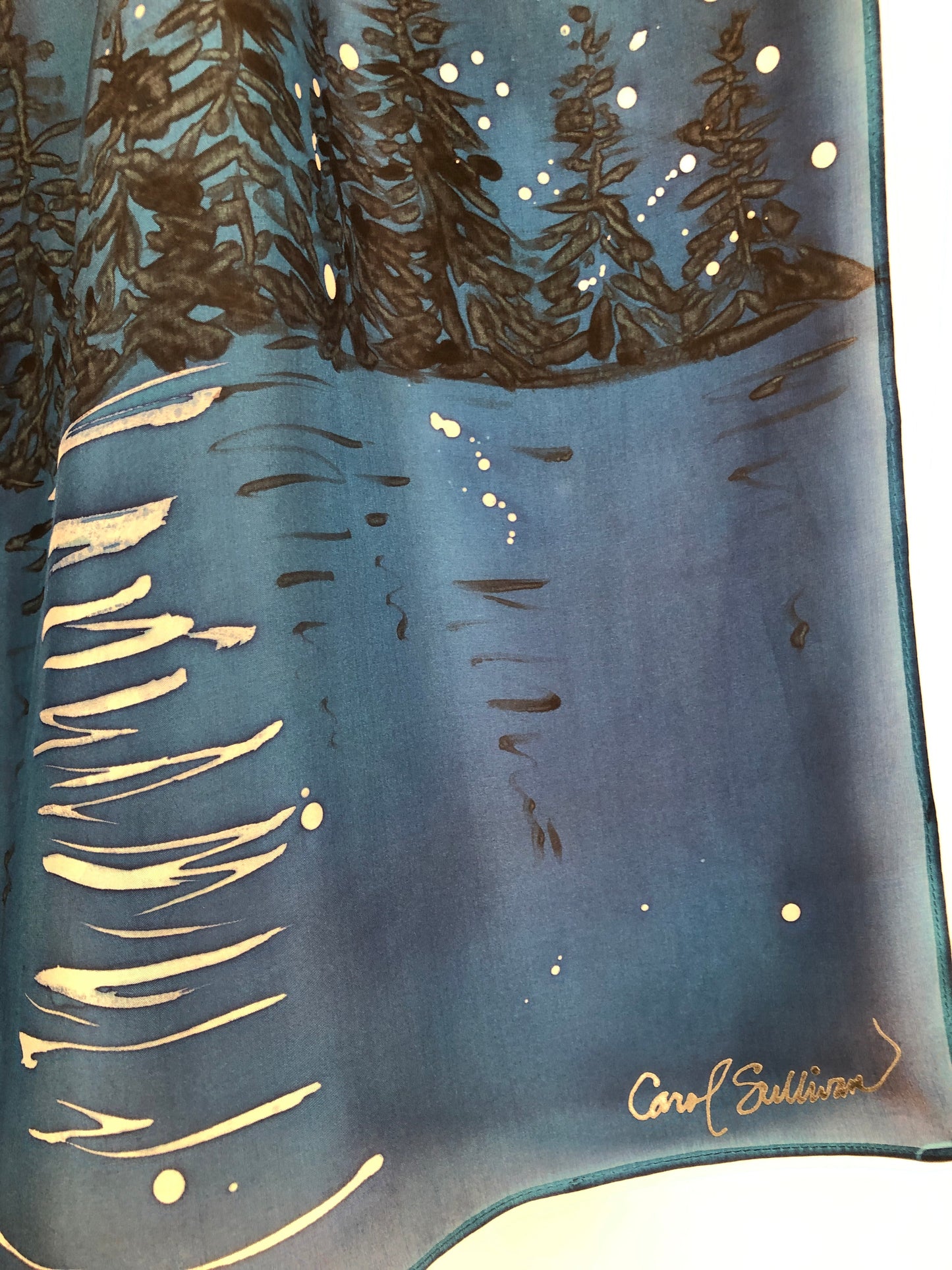 "Evening at the Lake" - Hand-dyed Silk Scarf - $135