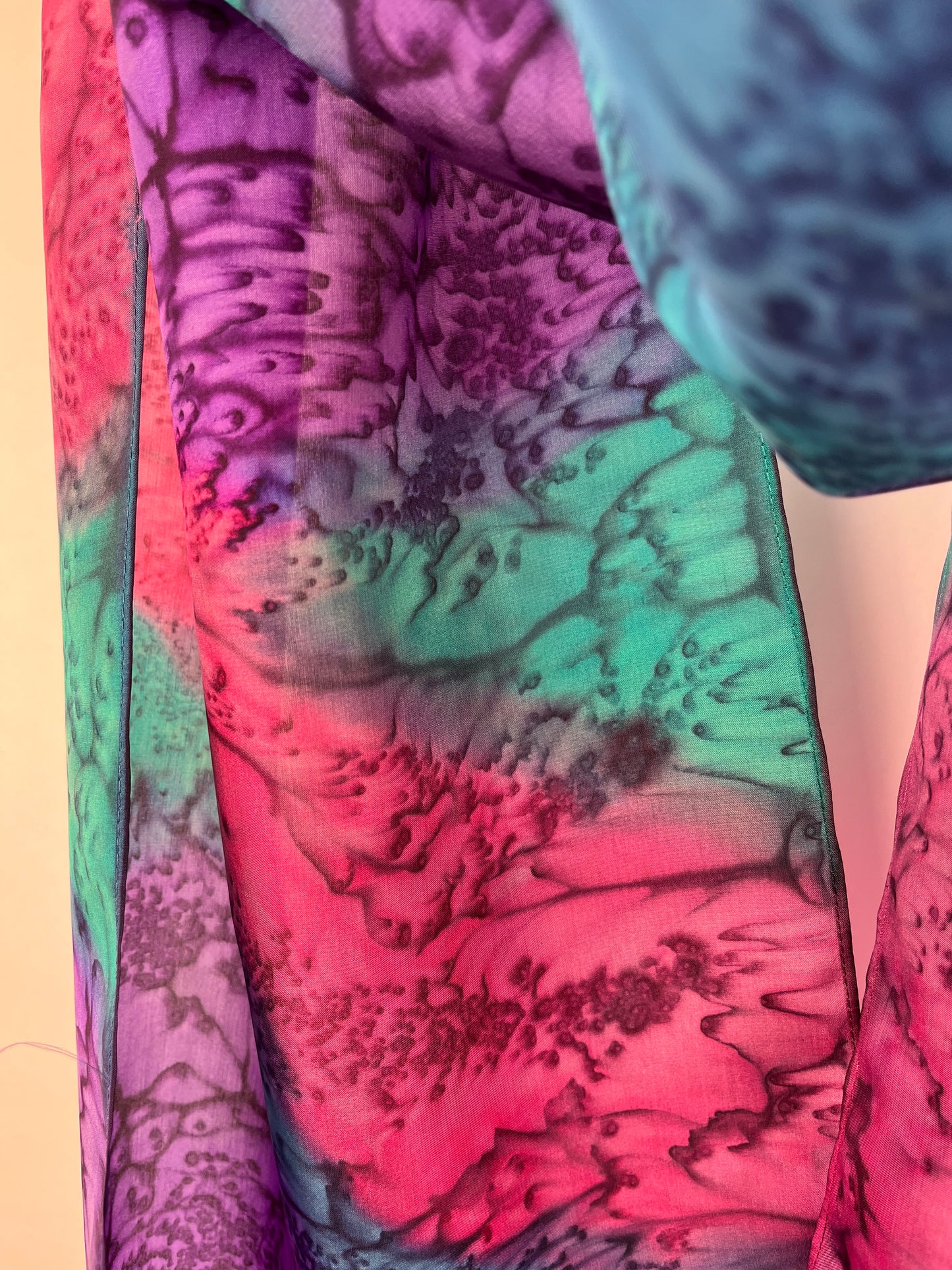 "Mermaid - Jewel Toned” - Hand-dyed Silk Scarf - $115
