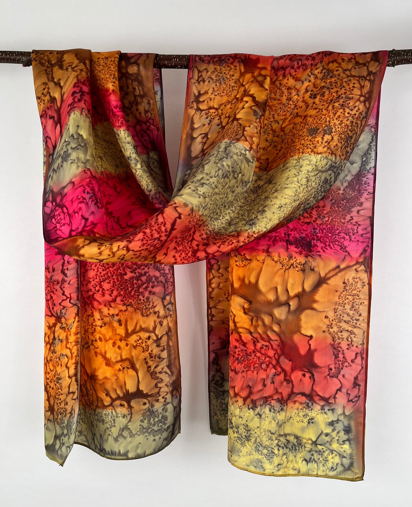 "Mermaid - Summer Garden” - Hand-dyed Silk Scarf - $120