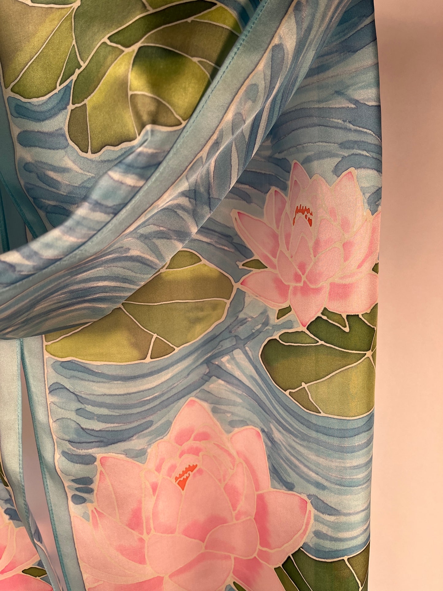 “Water Lilies v2.0” - Hand-dyed Silk Scarf - $135